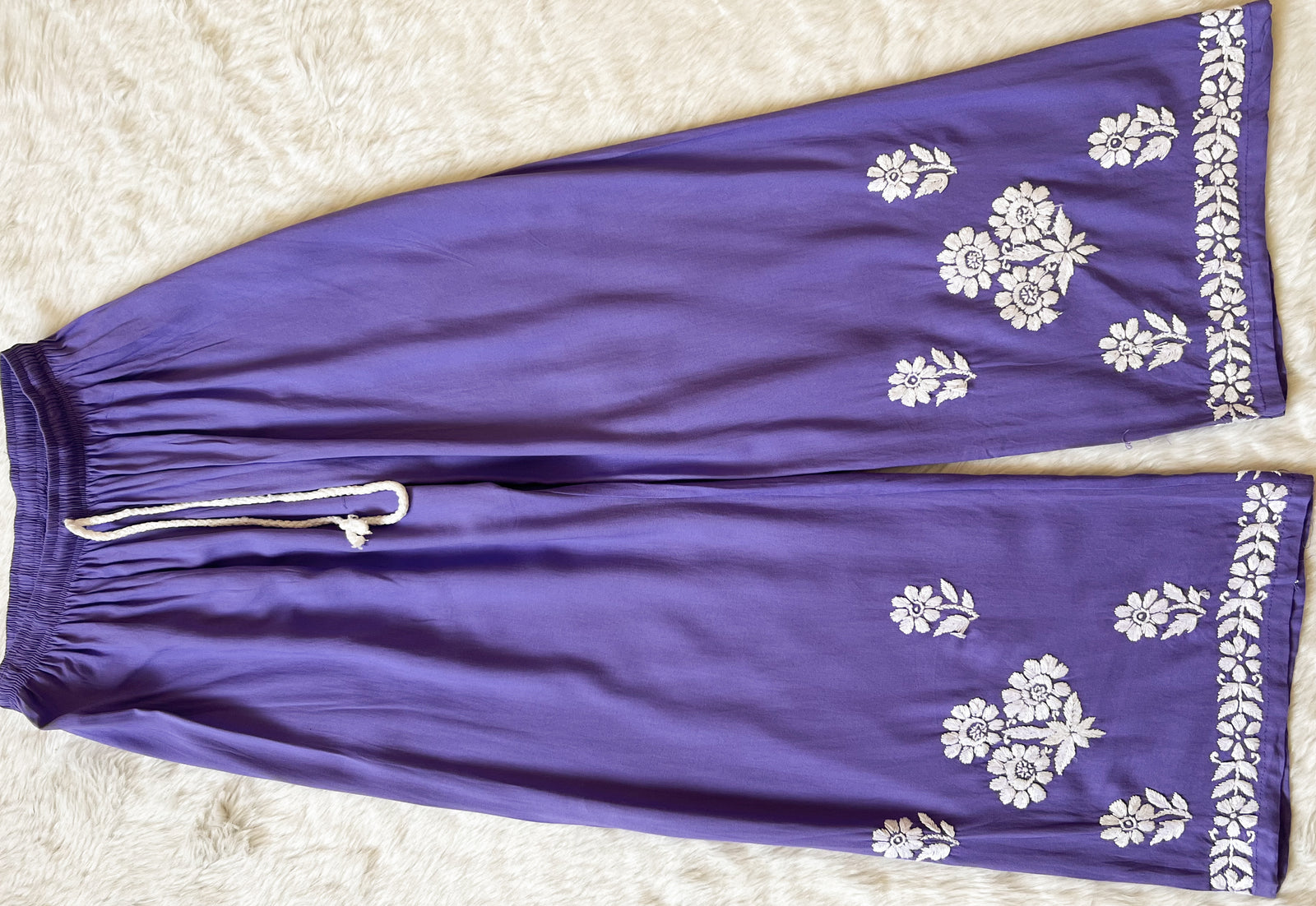 Mira Purple Rayon Chikankari Handwork Set
