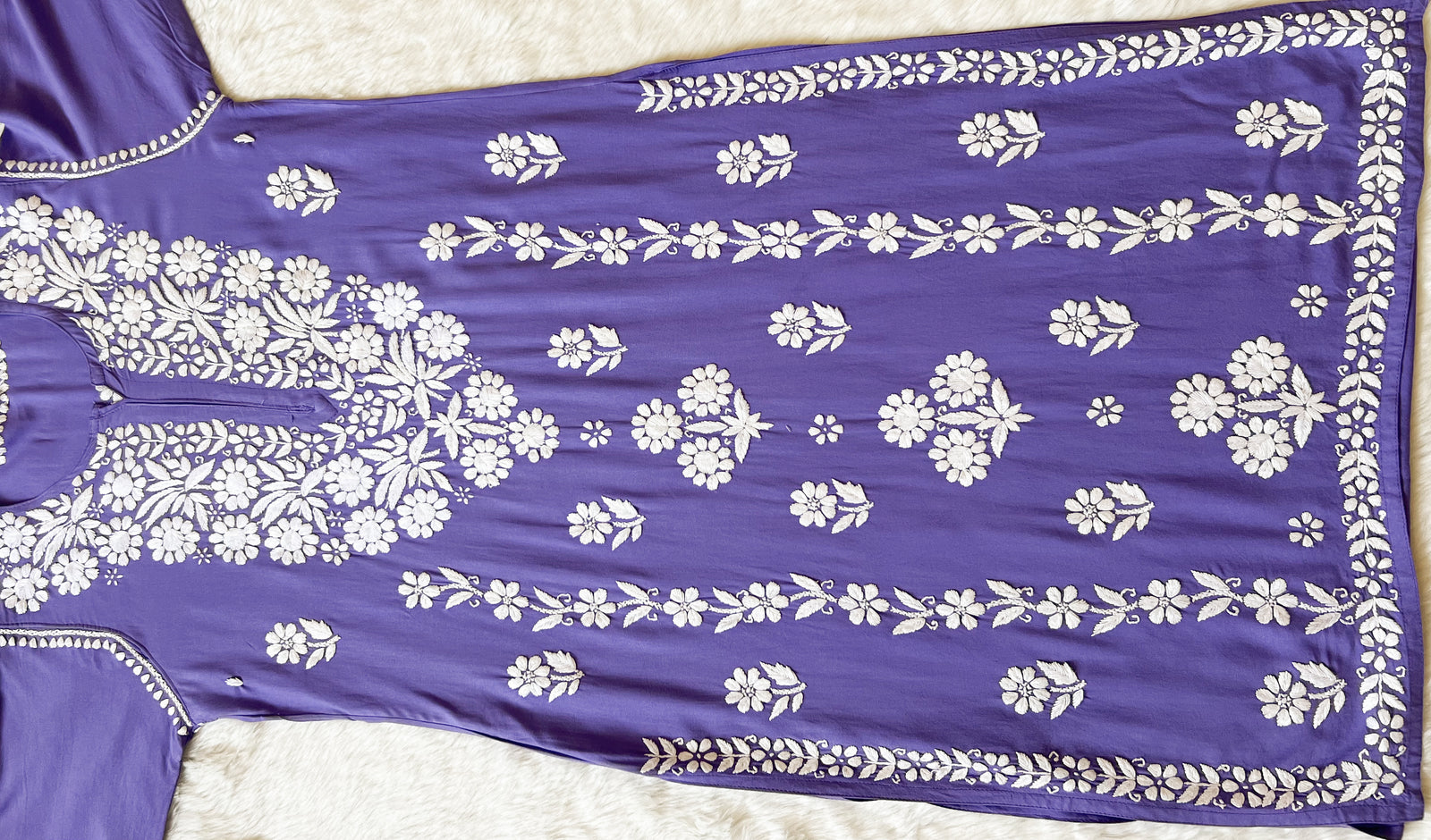 Mira Purple Rayon Chikankari Handwork Set