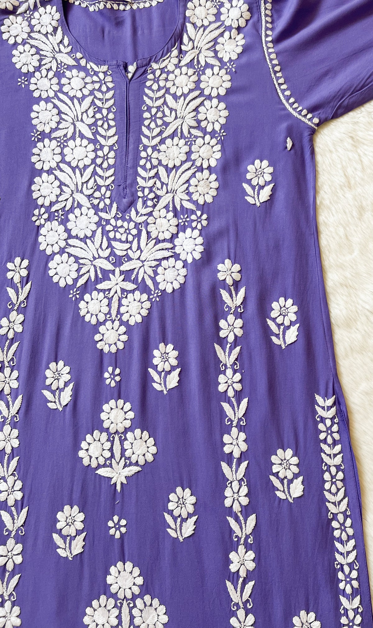 Mira Purple Rayon Chikankari Handwork Set