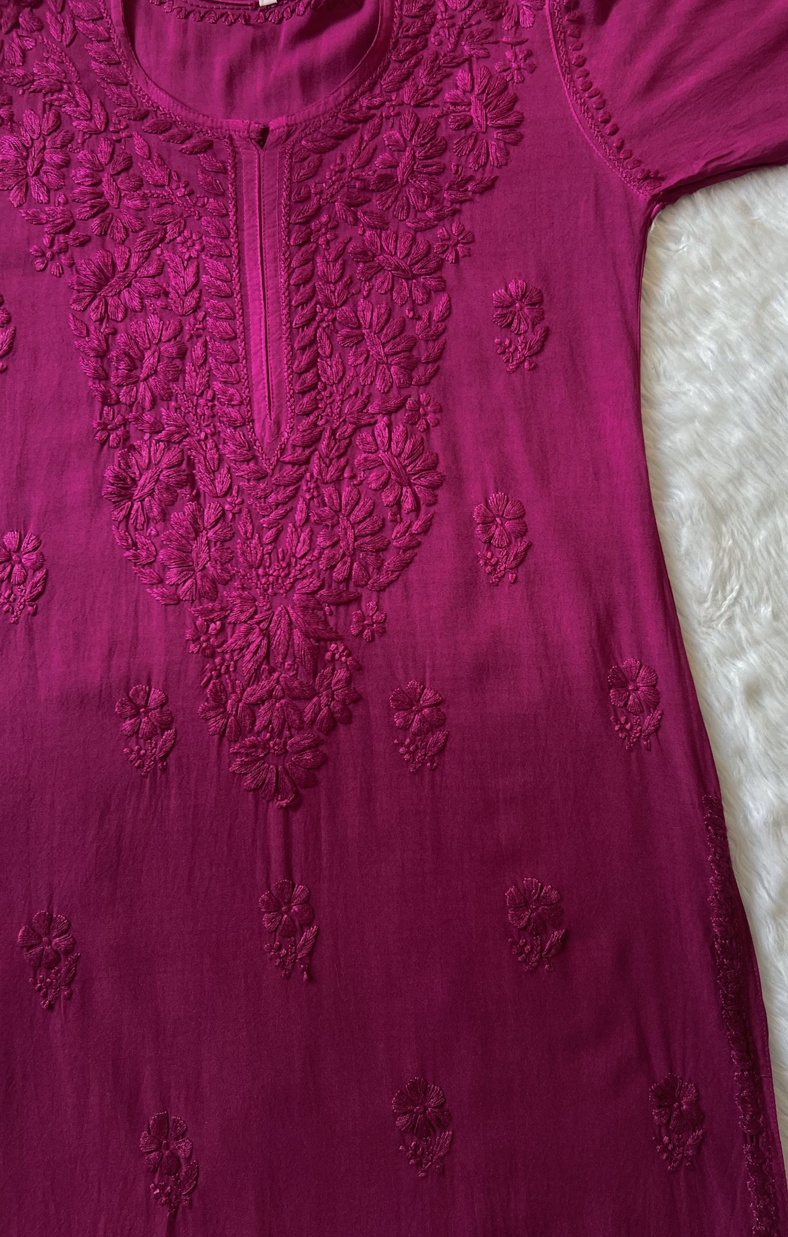Myra Orchid Pink Long Rayon Chikankari Kurta