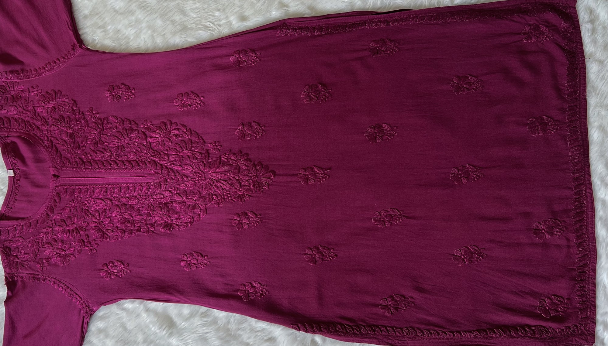 Myra Orchid Pink Long Rayon Chikankari Kurta