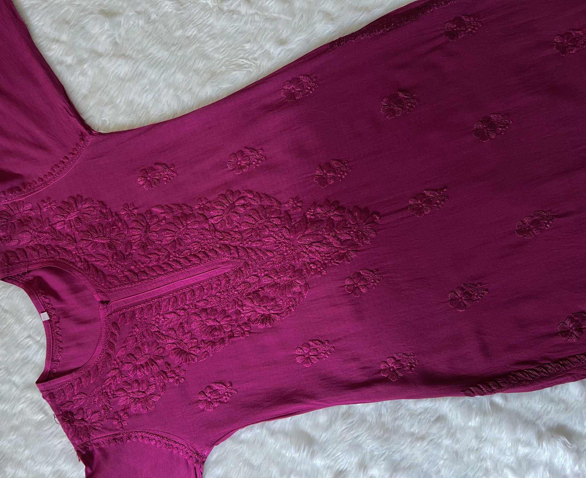 Myra Orchid Pink Long Rayon Chikankari Kurta