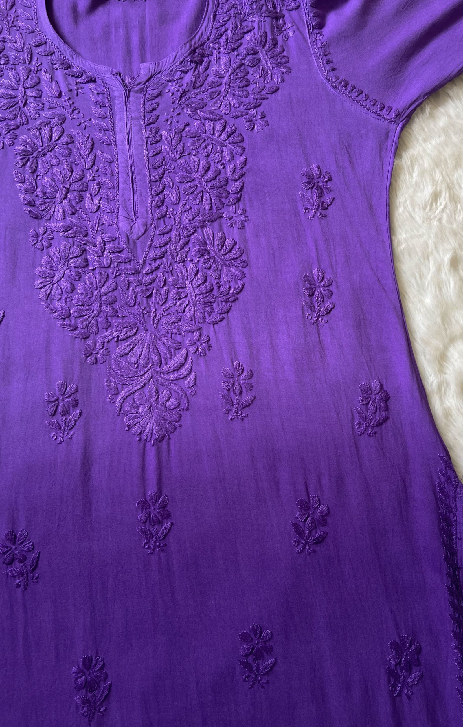 Myra Purple Long Rayon Chikankari Kurta