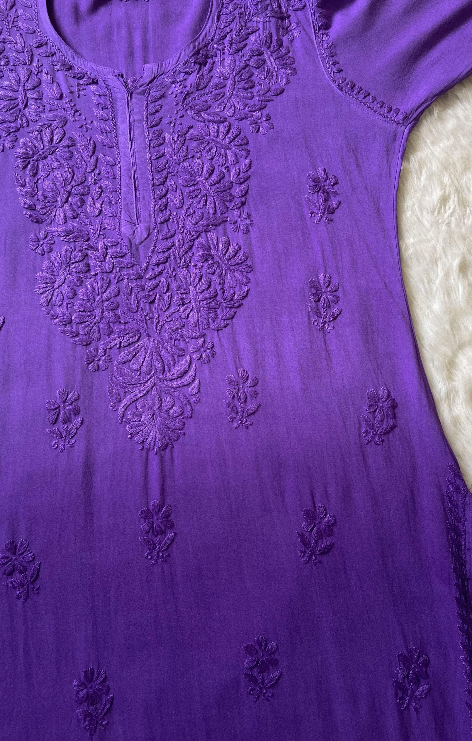 Myra Purple Long Rayon Chikankari Kurta