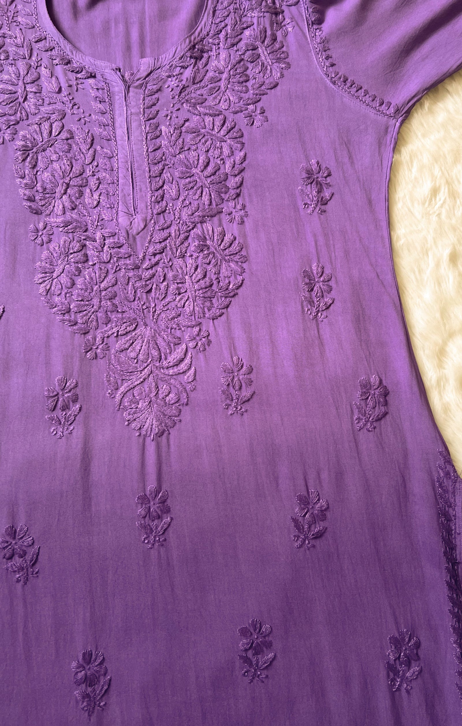 Myra Purple Long Rayon Chikankari Kurta