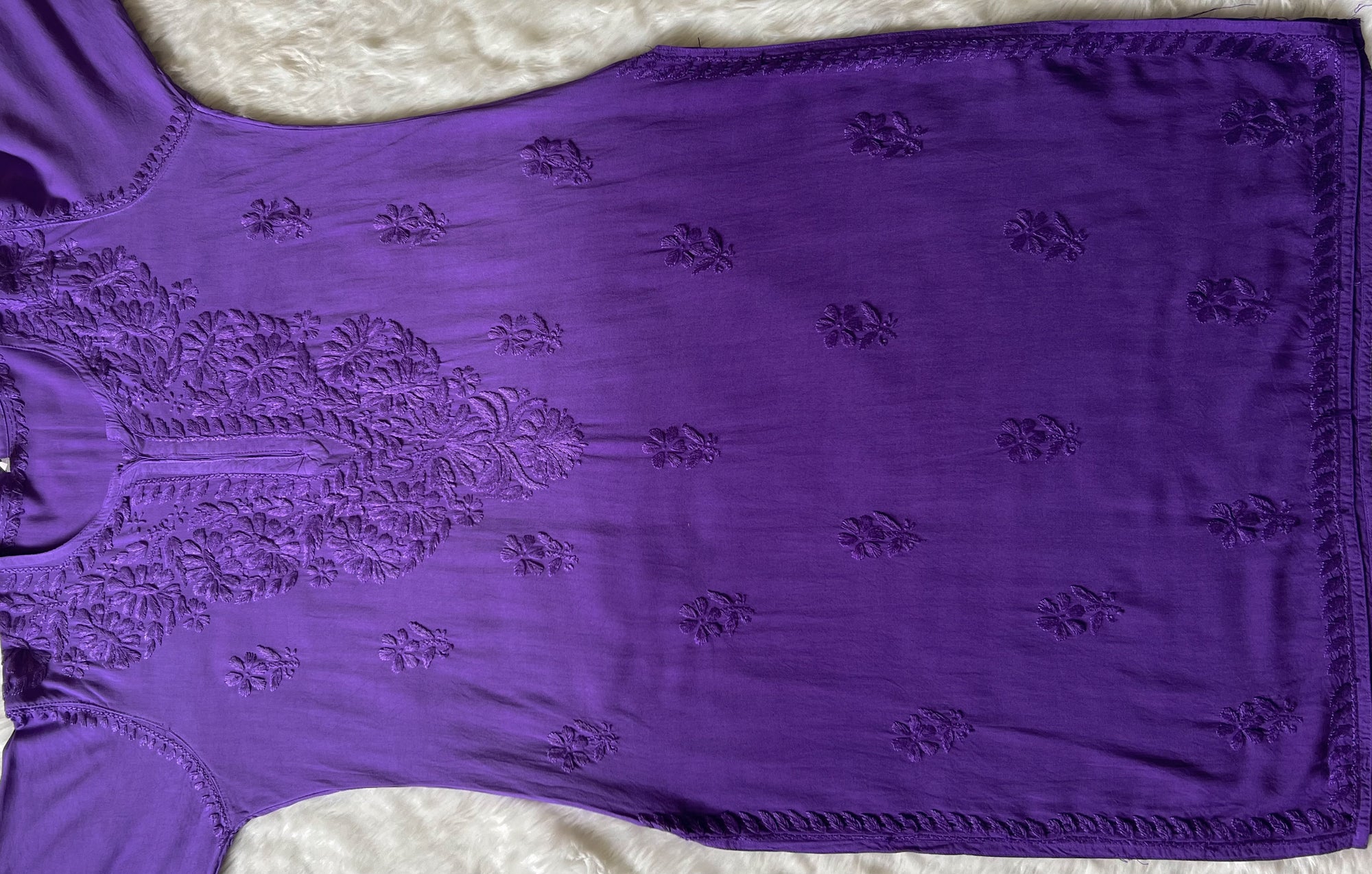 Myra Purple Long Rayon Chikankari Kurta