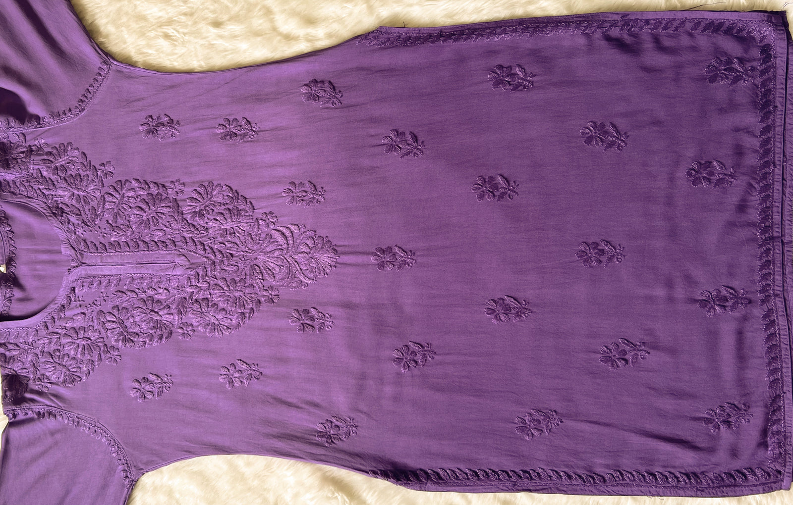 Myra Purple Long Rayon Chikankari Kurta