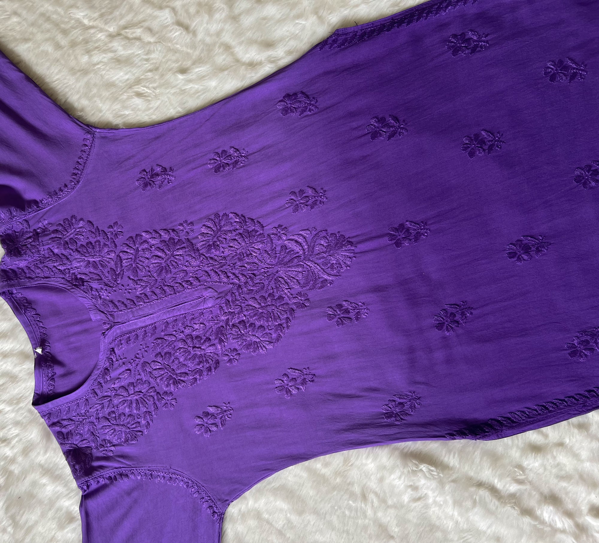 Myra Purple Long Rayon Chikankari Kurta