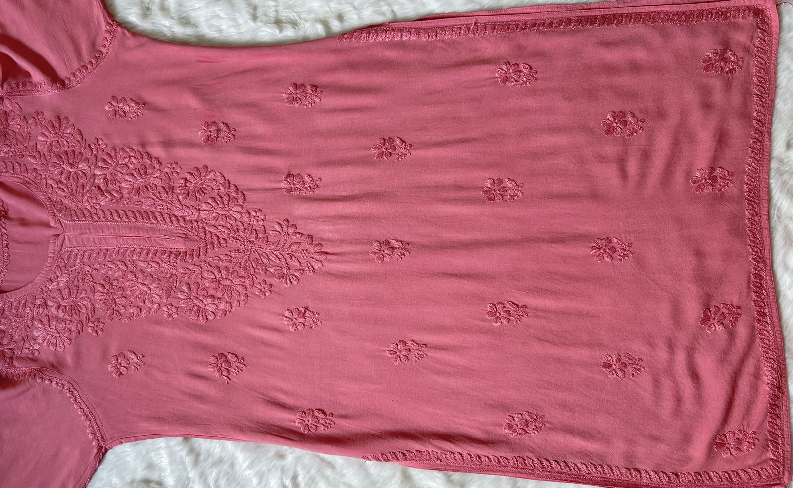 Myra Rose Brown Long Rayon Chikankari Kurta