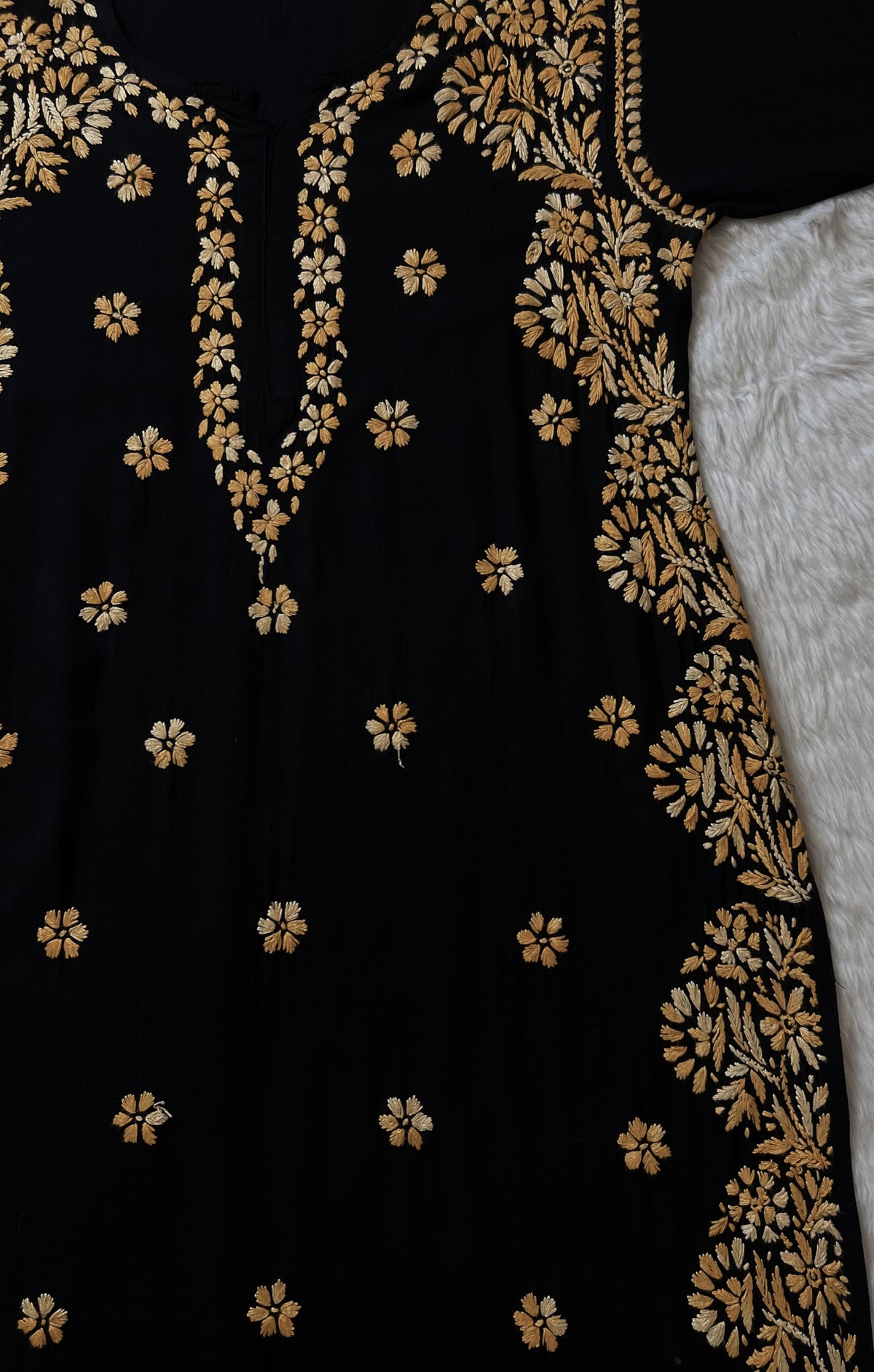 Noor Black &amp; Beige Rayon Chikankari Kurta