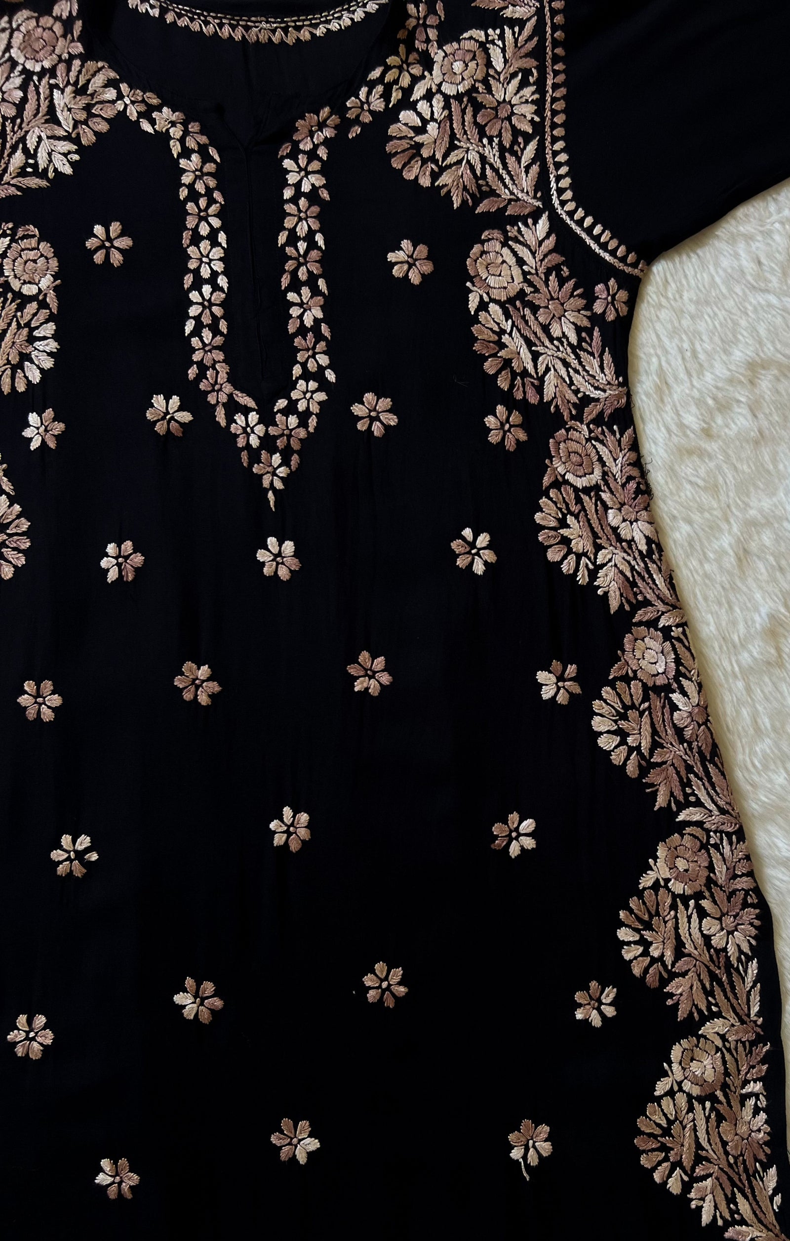 Noor Black & Coffee Rayon Chikankari Kurta