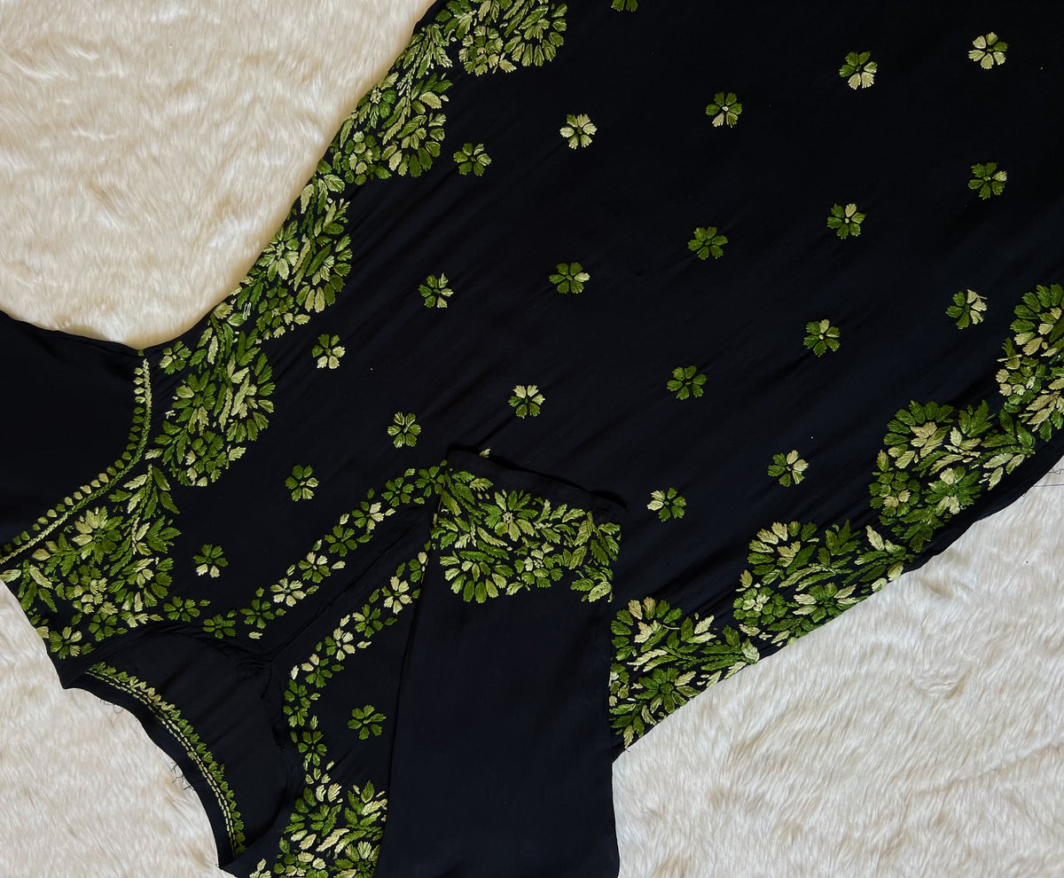 Noor Black & Green Rayon Chikankari Kurta