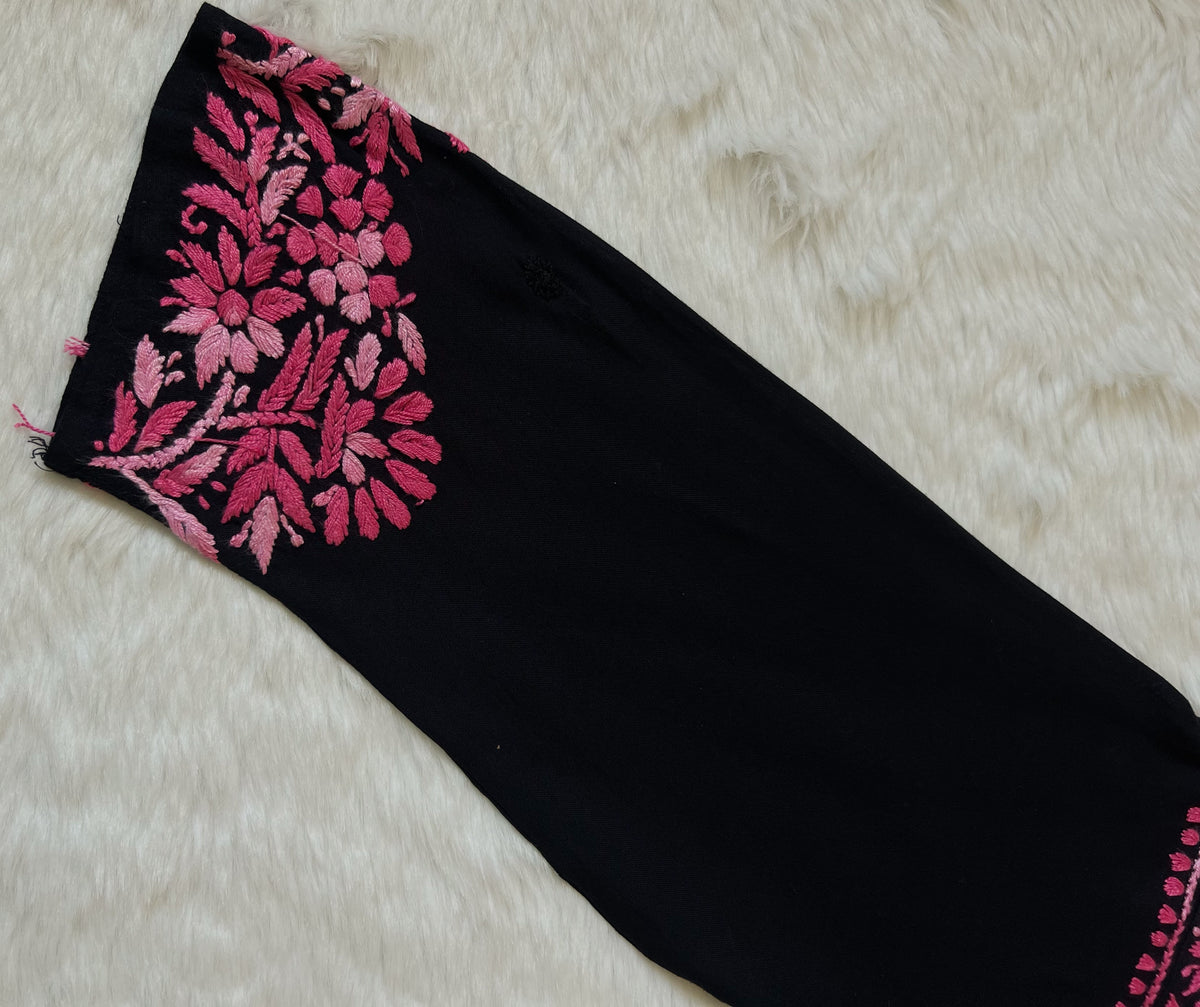 Noor Black & Pink Rayon Chikankari Kurta