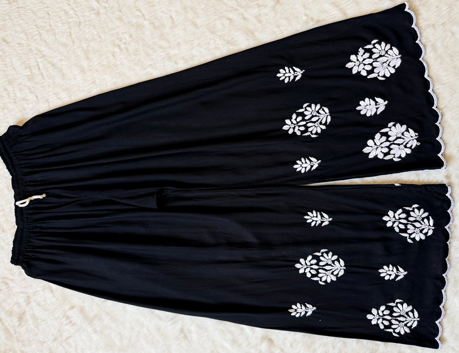 Nyra Black Rayon Kurta Bottom Set with White Chikankari
