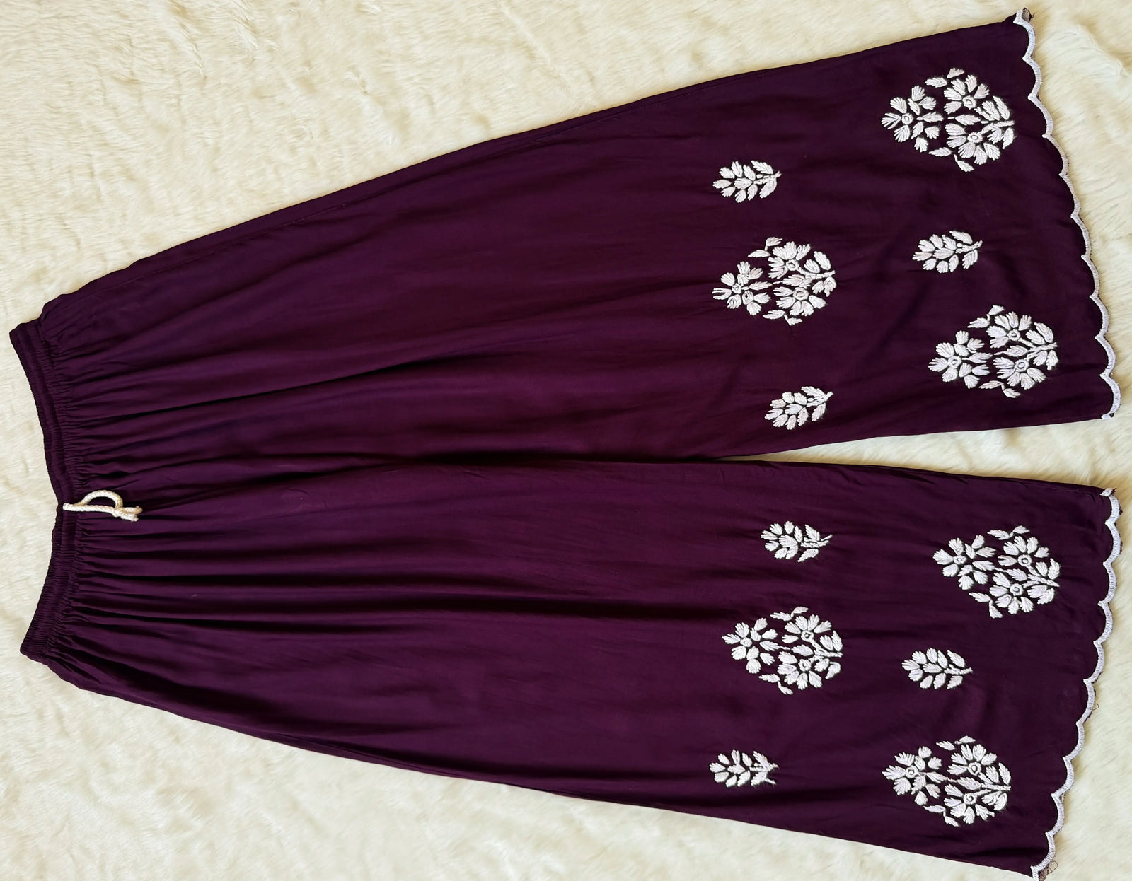 Nyra Dark Purple Rayon Kurta Bottom Set with White Chikankari