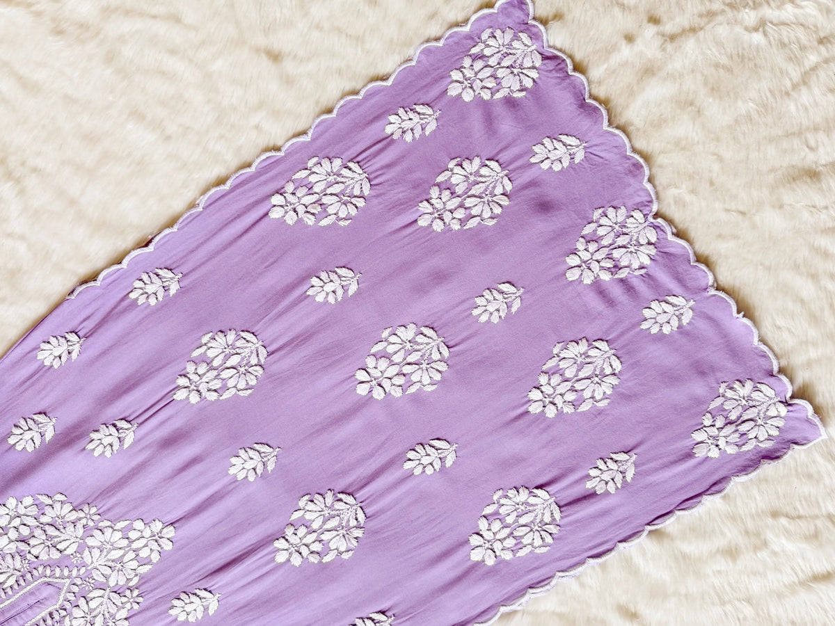 Nyra Lavender Rayon Kurta Bottom Set with White Chikankari