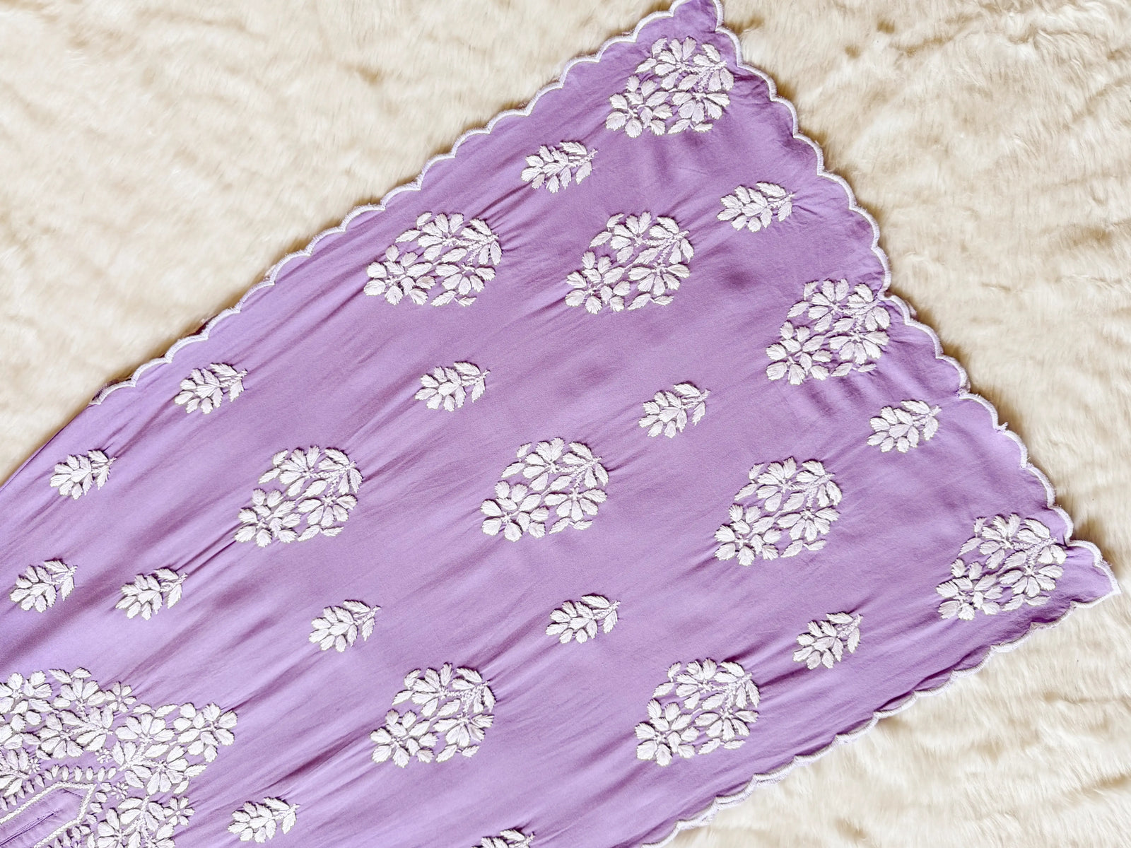 Nyra Lavender Rayon Kurta Bottom Set with White Chikankari