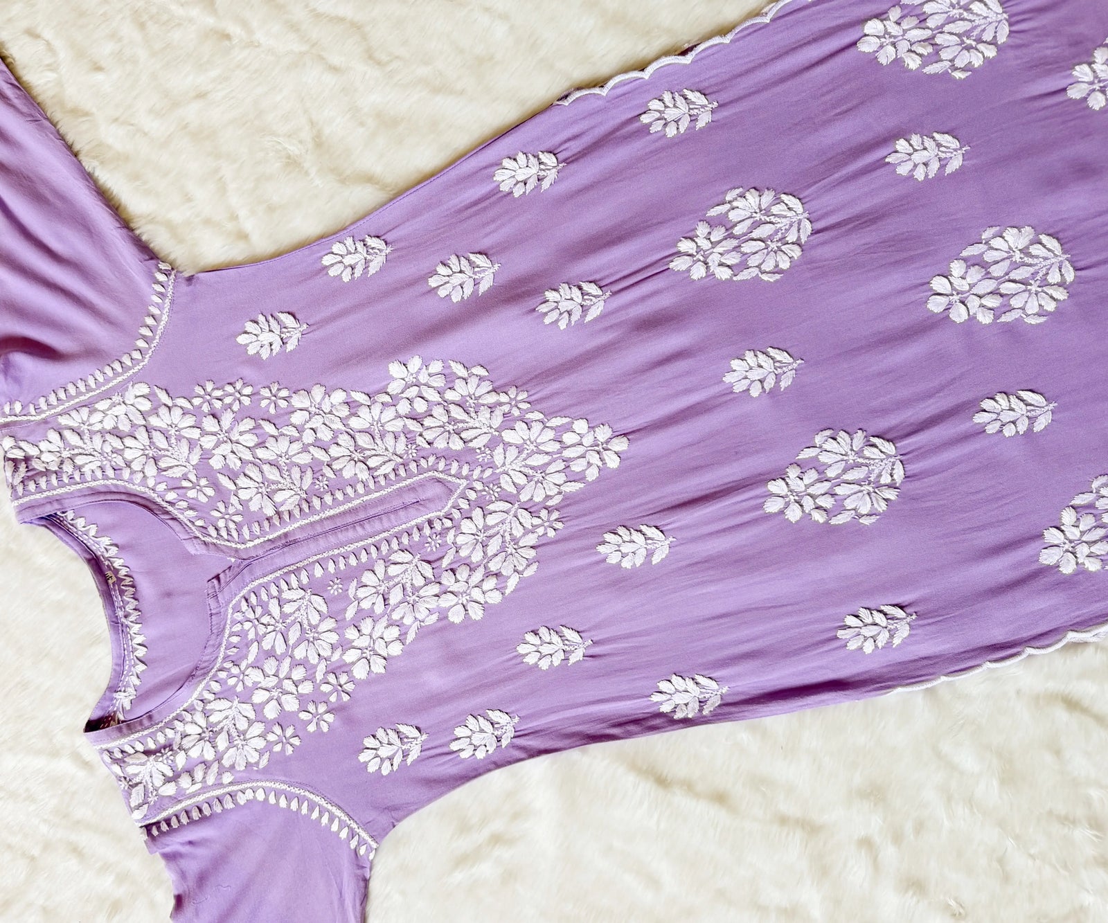 Nyra Lavender Rayon Kurta Bottom Set with White Chikankari