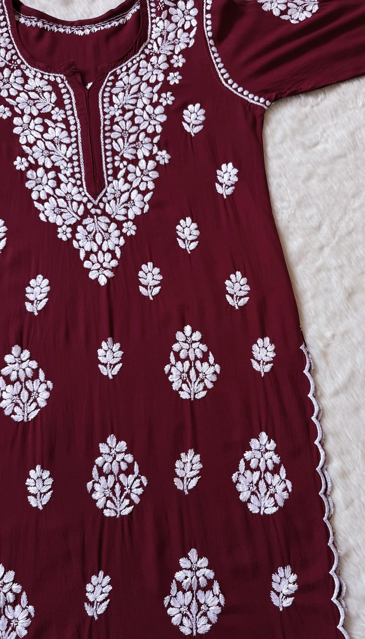 Nyra Maroon Rayon Kurta Bottom Set with White Chikankari