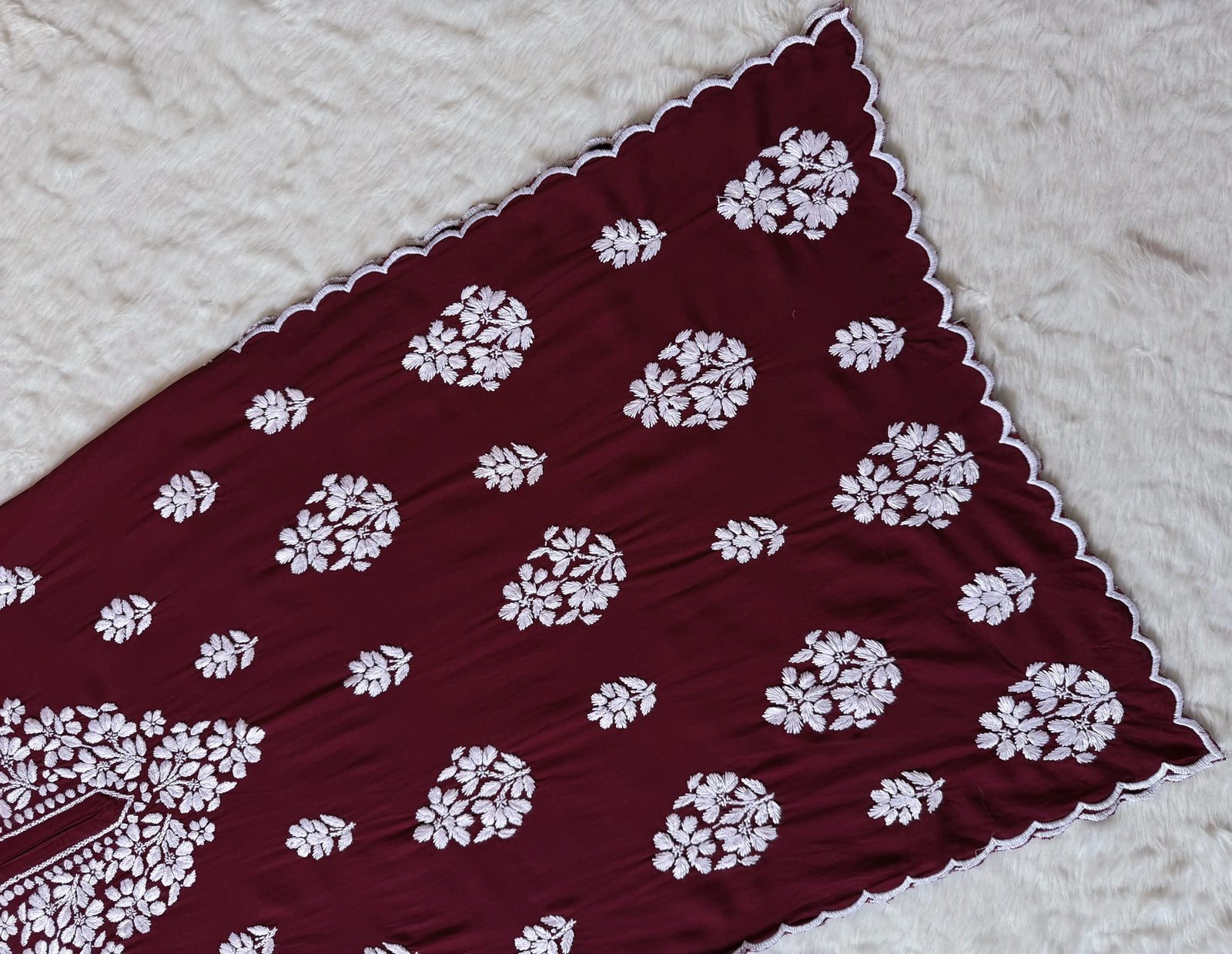 Nyra Maroon Rayon Kurta Bottom Set with White Chikankari