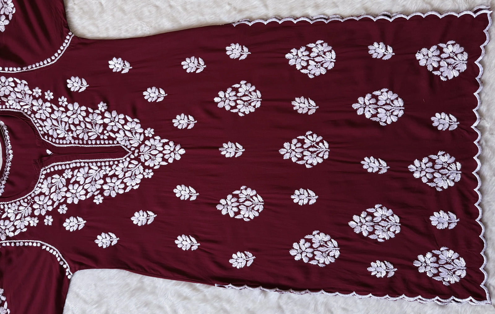 Nyra Maroon Rayon Kurta Bottom Set with White Chikankari