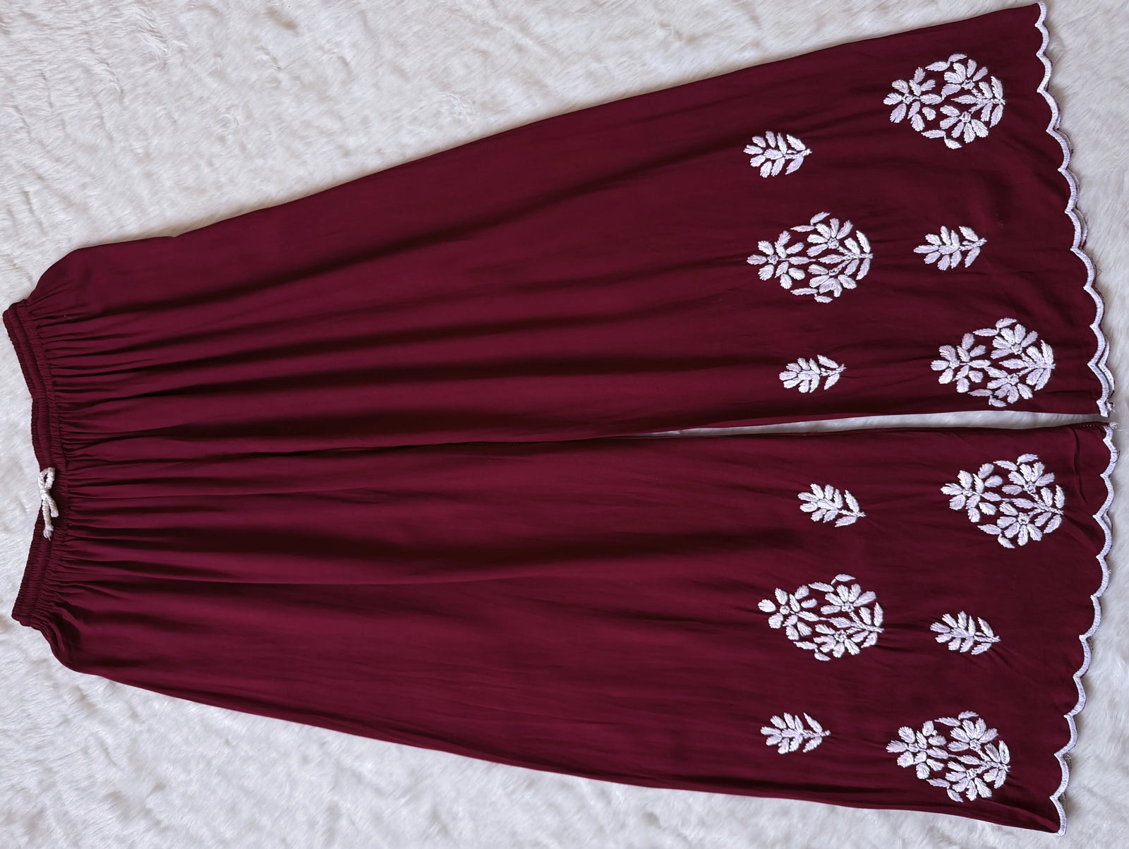 Nyra Maroon Rayon Kurta Bottom Set with White Chikankari