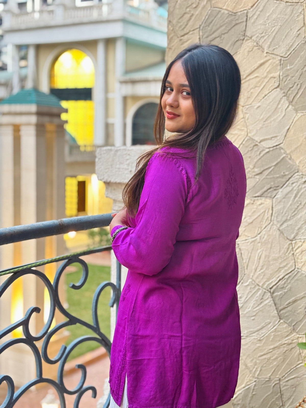 Orchid Purple Ombre Short Rayon Kurta