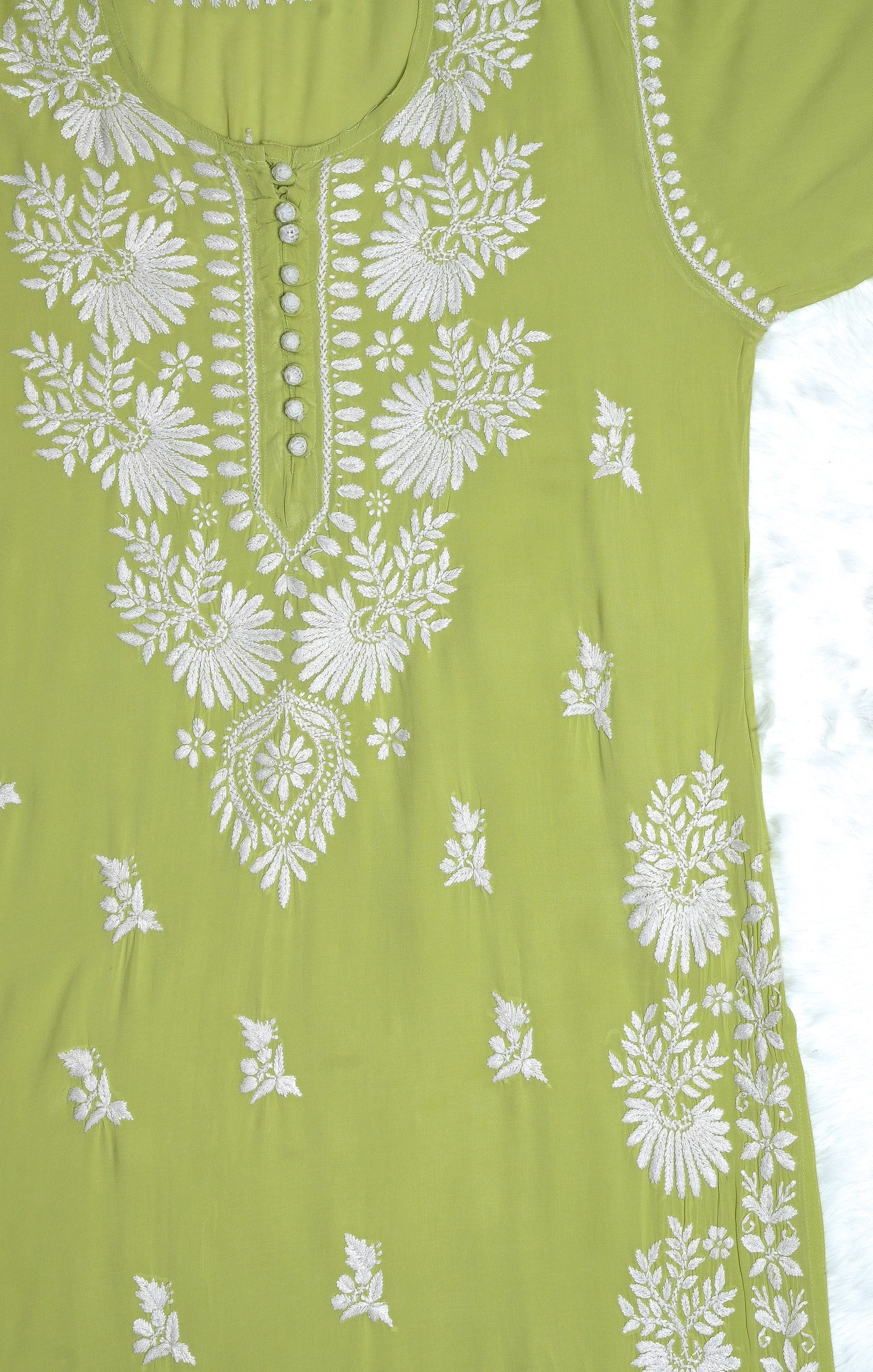 Pastel Green Modal Kurta with Chikankari Handwork