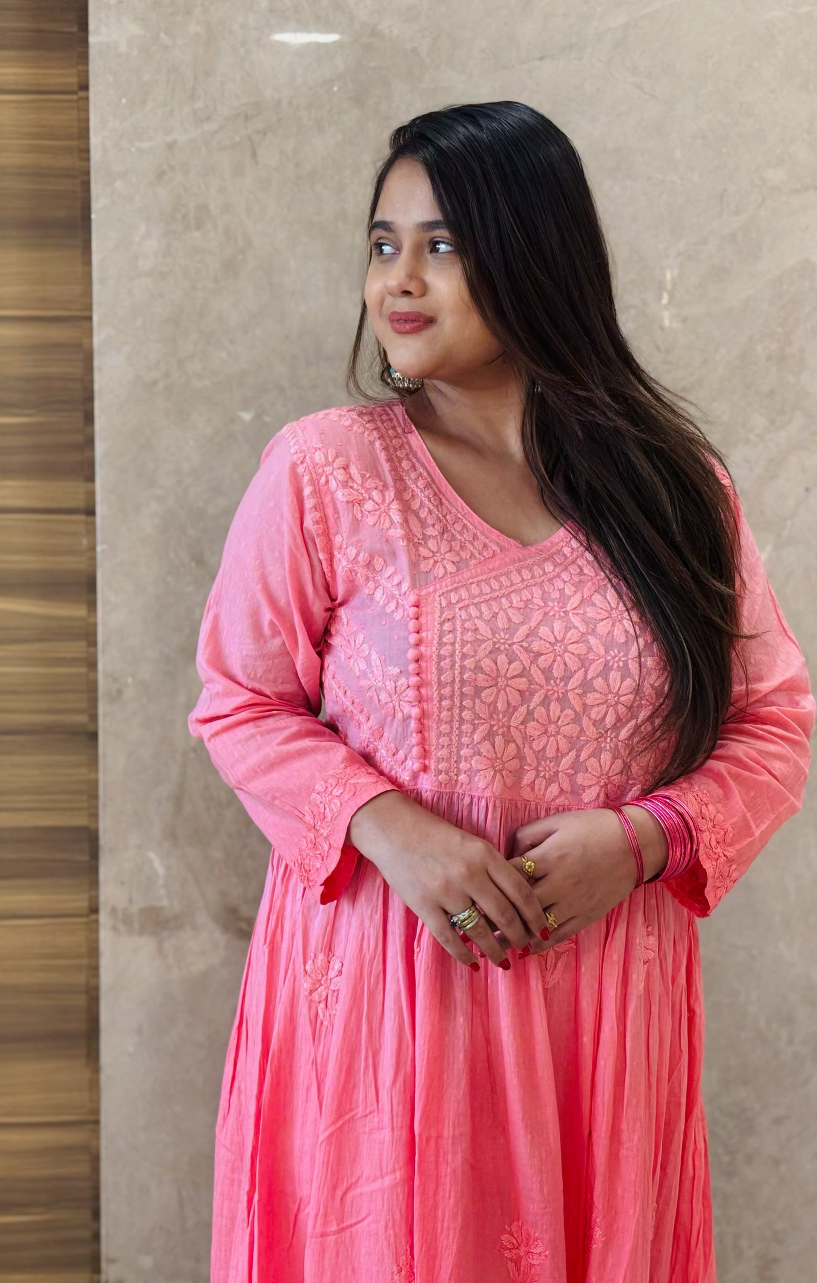 Peach Ombre Cotton Angrakha