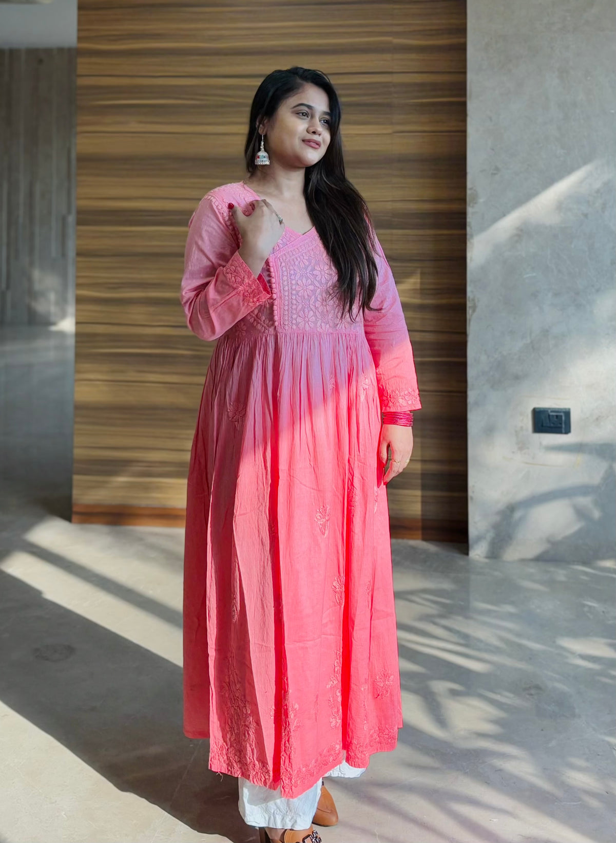 Peach Ombre Cotton Angrakha