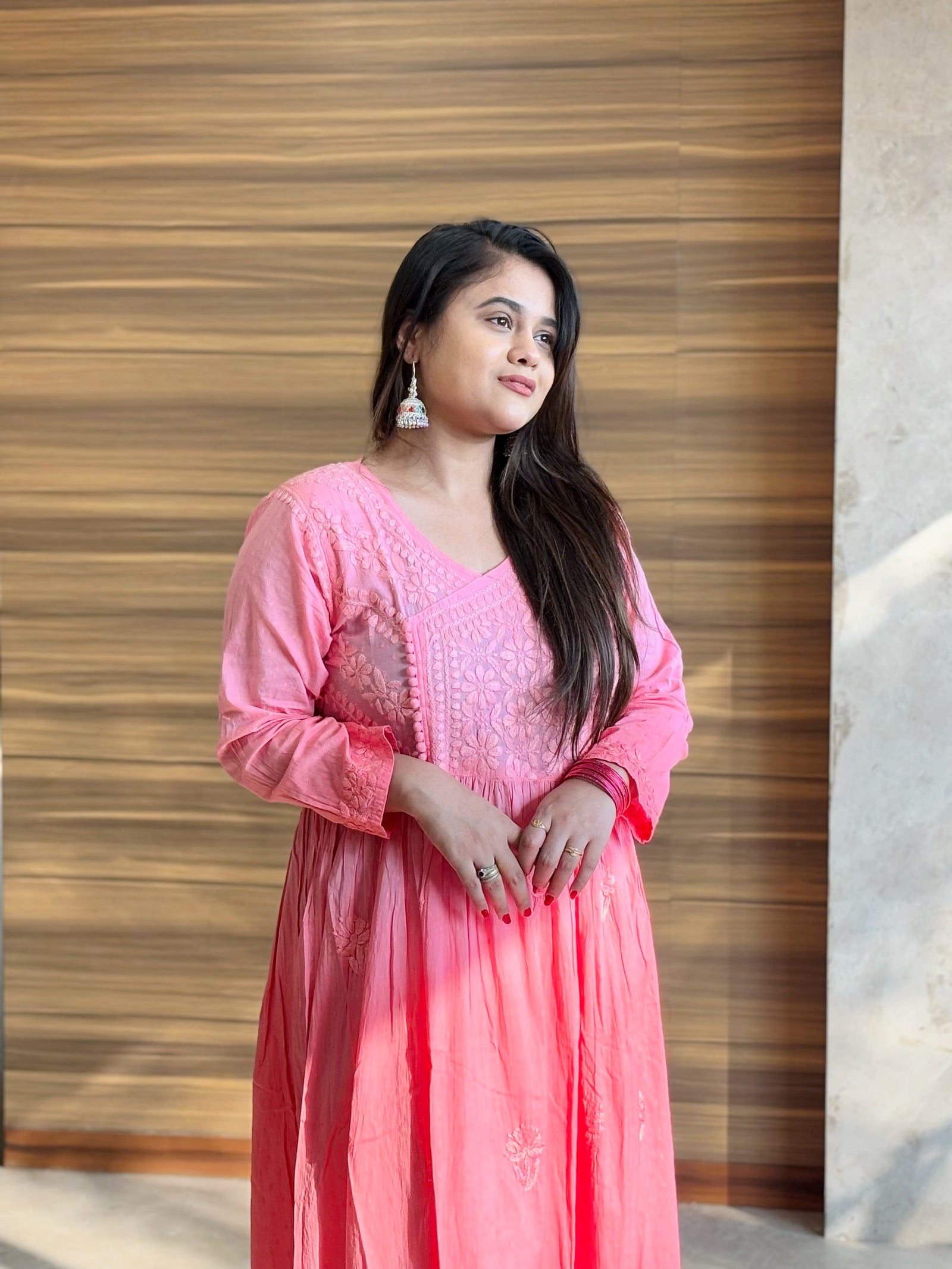 Peach Ombre Cotton Angrakha