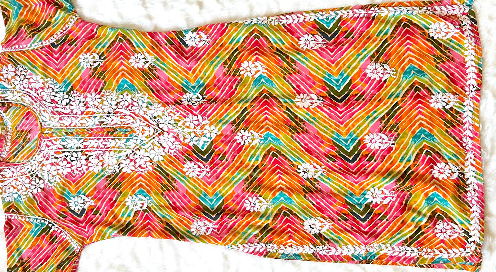 Printed Pink Long Rayon Kurta