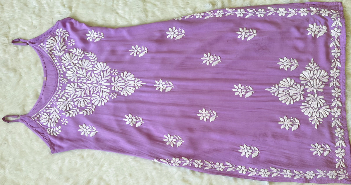 Rida Lavender  Sleeveless Rayon Chikankari Kurta
