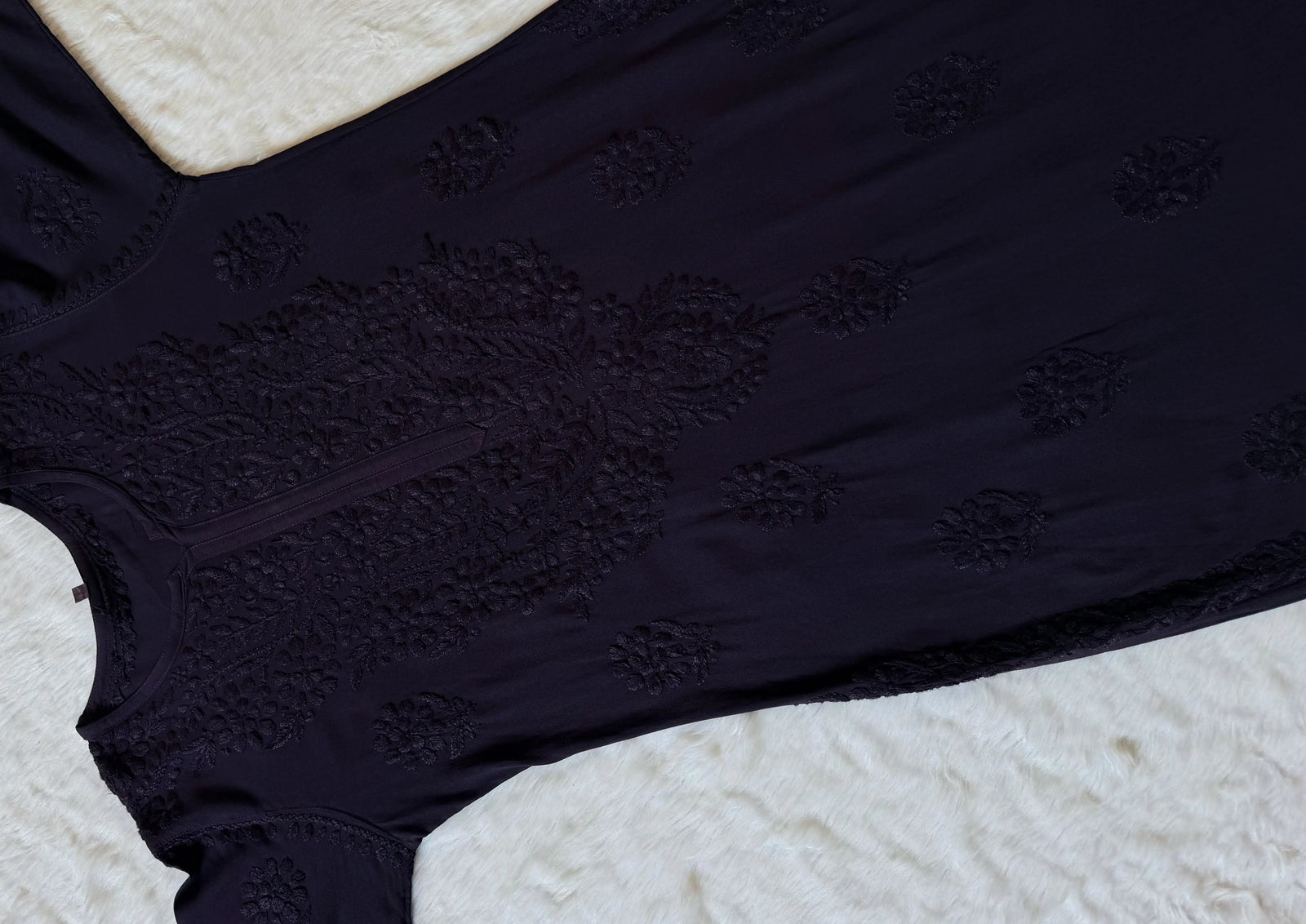 Rida Matte Purple Long Rayon Chikankari Kurti