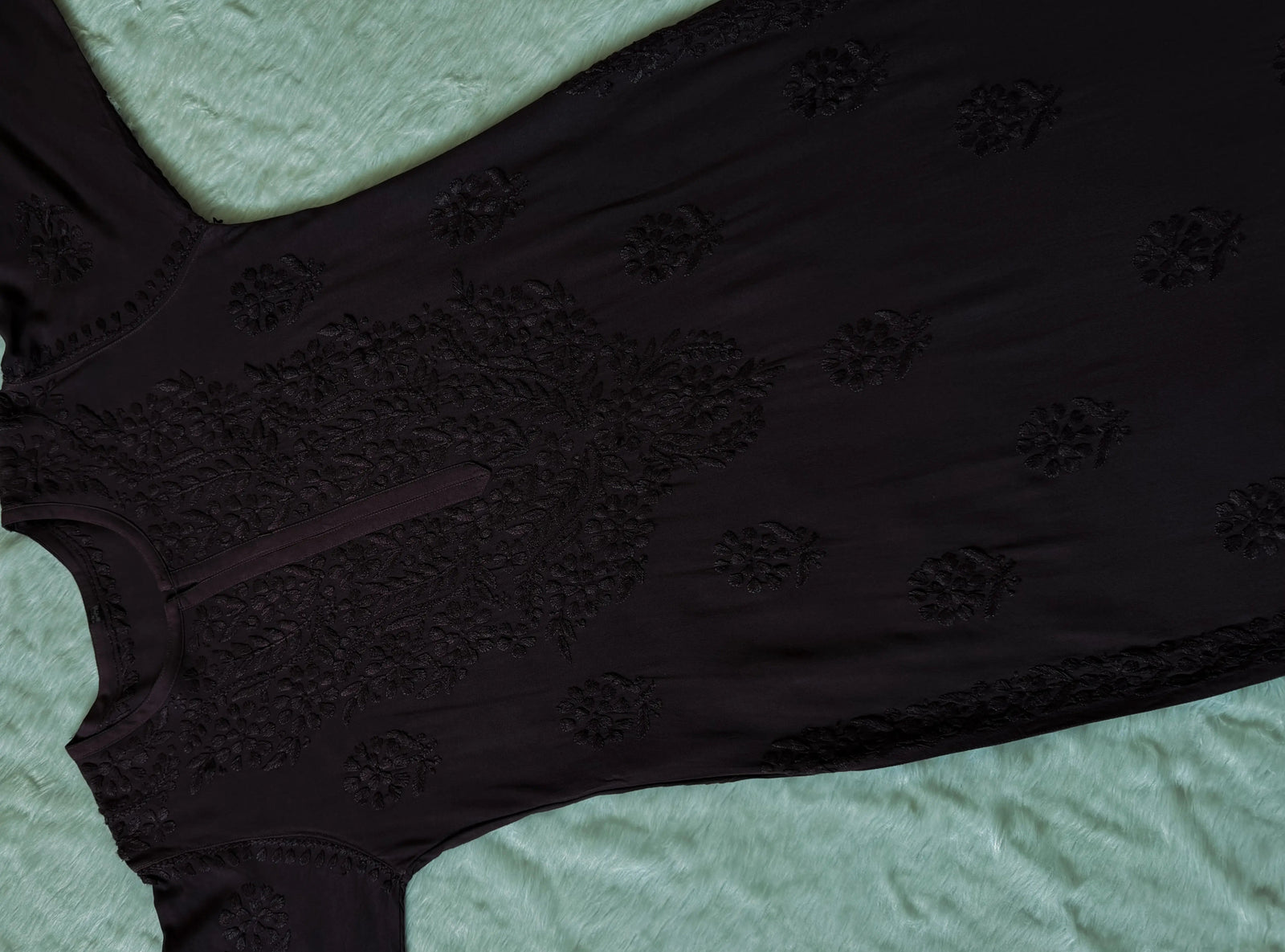 Rida Midnight Purple Long Rayon Chikankari Kurti