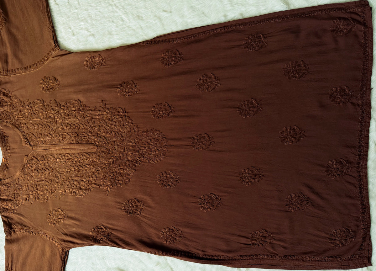 Rida Ombré Brown Plus Size Rayon Kurti