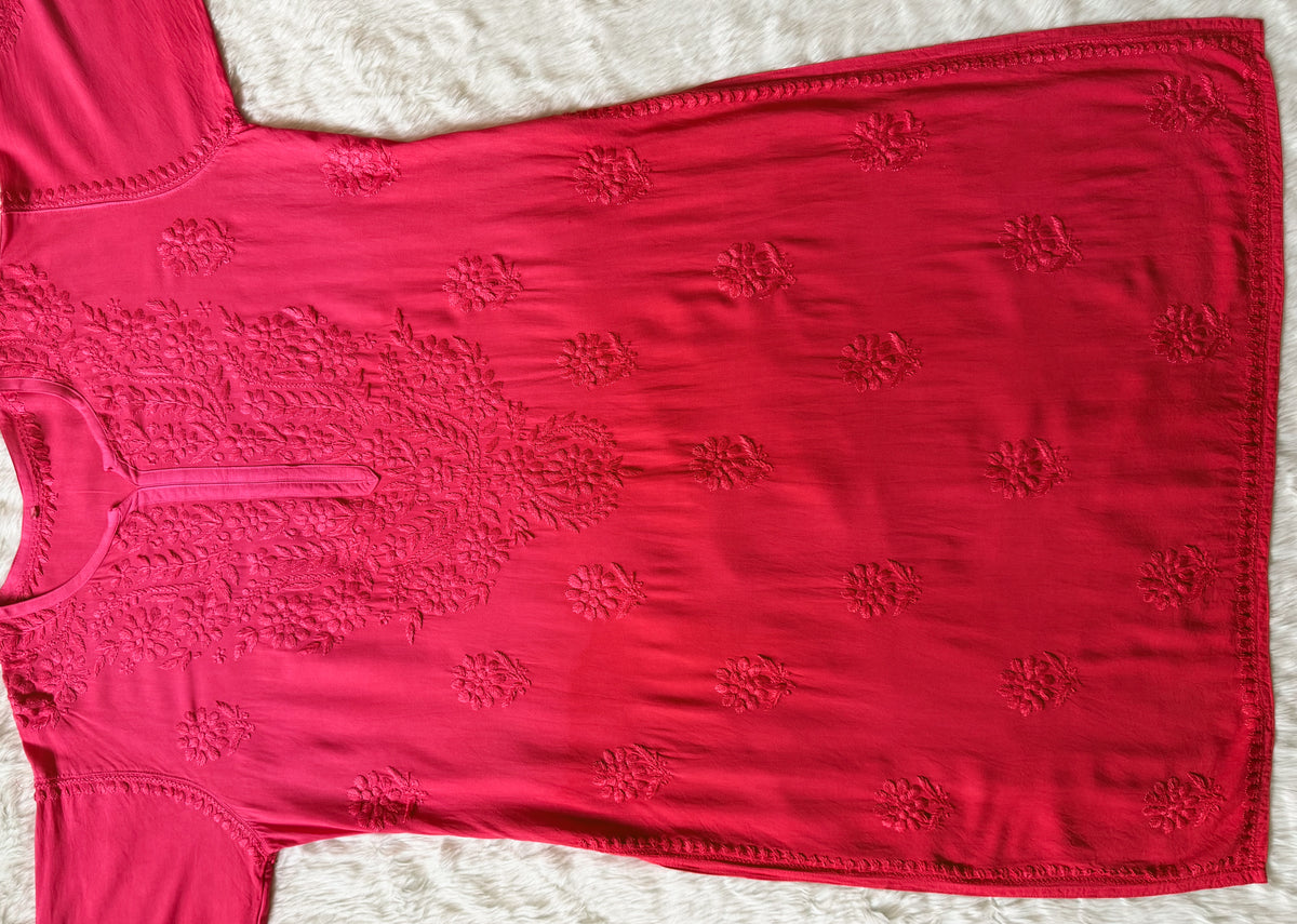Rida Ombré Crimson Plus Size Rayon Kurti