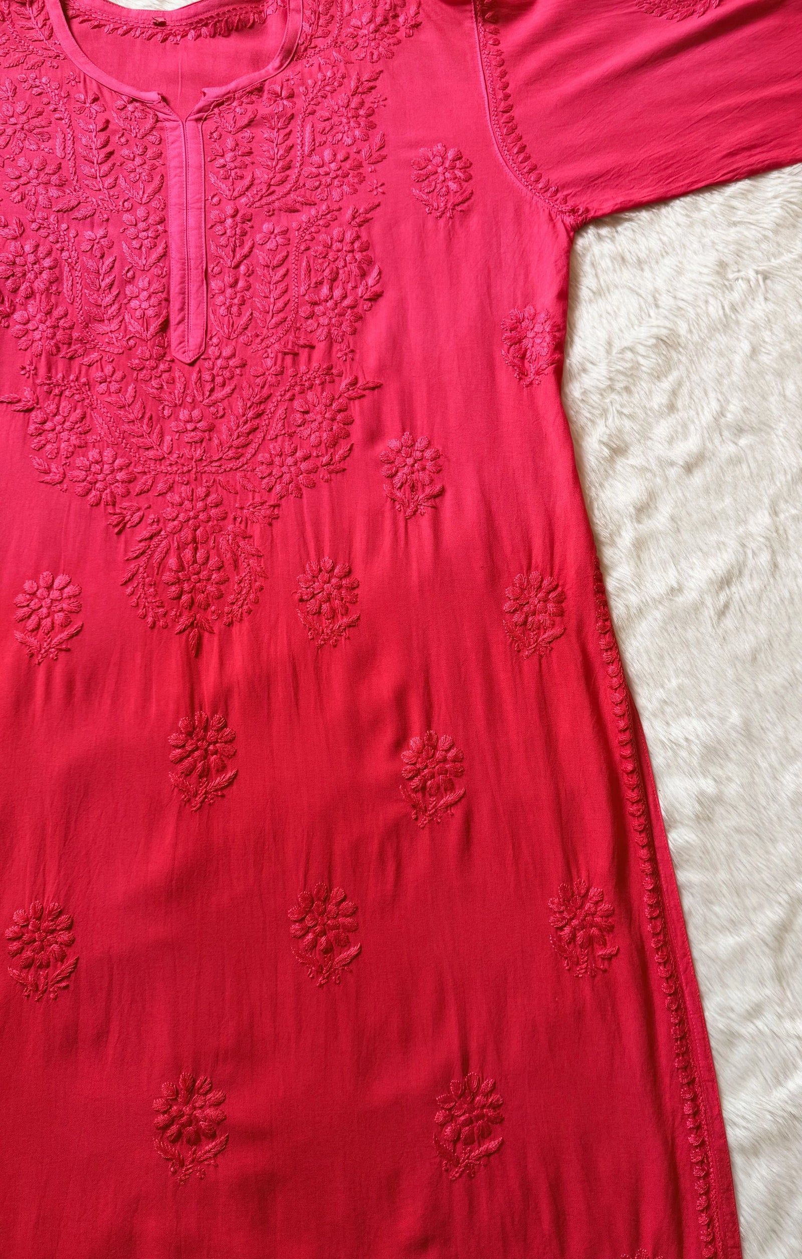 Rida Ombré Crimson Plus Size Rayon Kurti