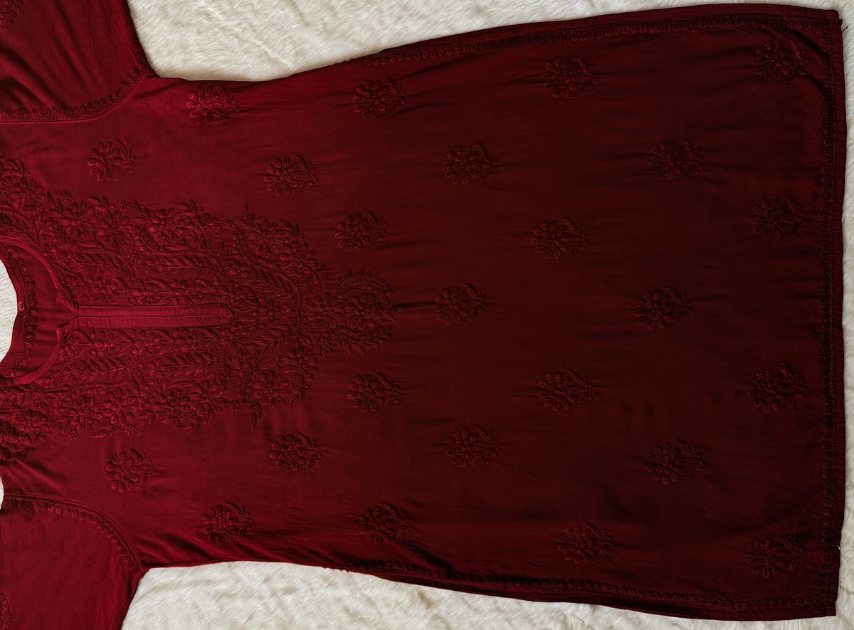 Rida Ombré Maroon Plus Size Rayon Kurti