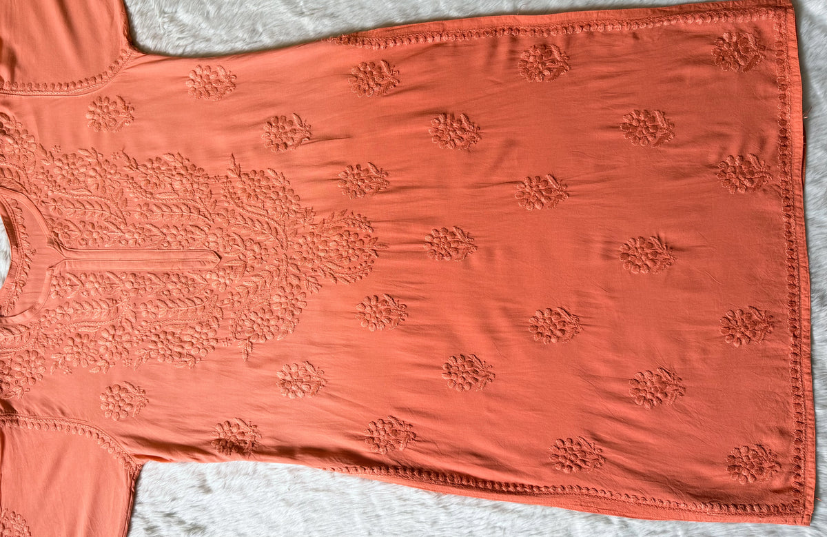 Rida Ombré Peach Plus Size Rayon Kurti