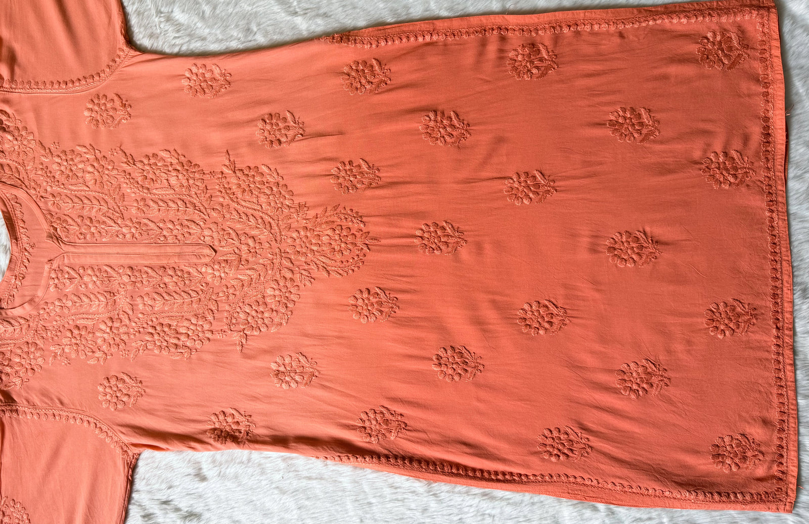 Rida Ombré Peach Plus Size Rayon Kurti