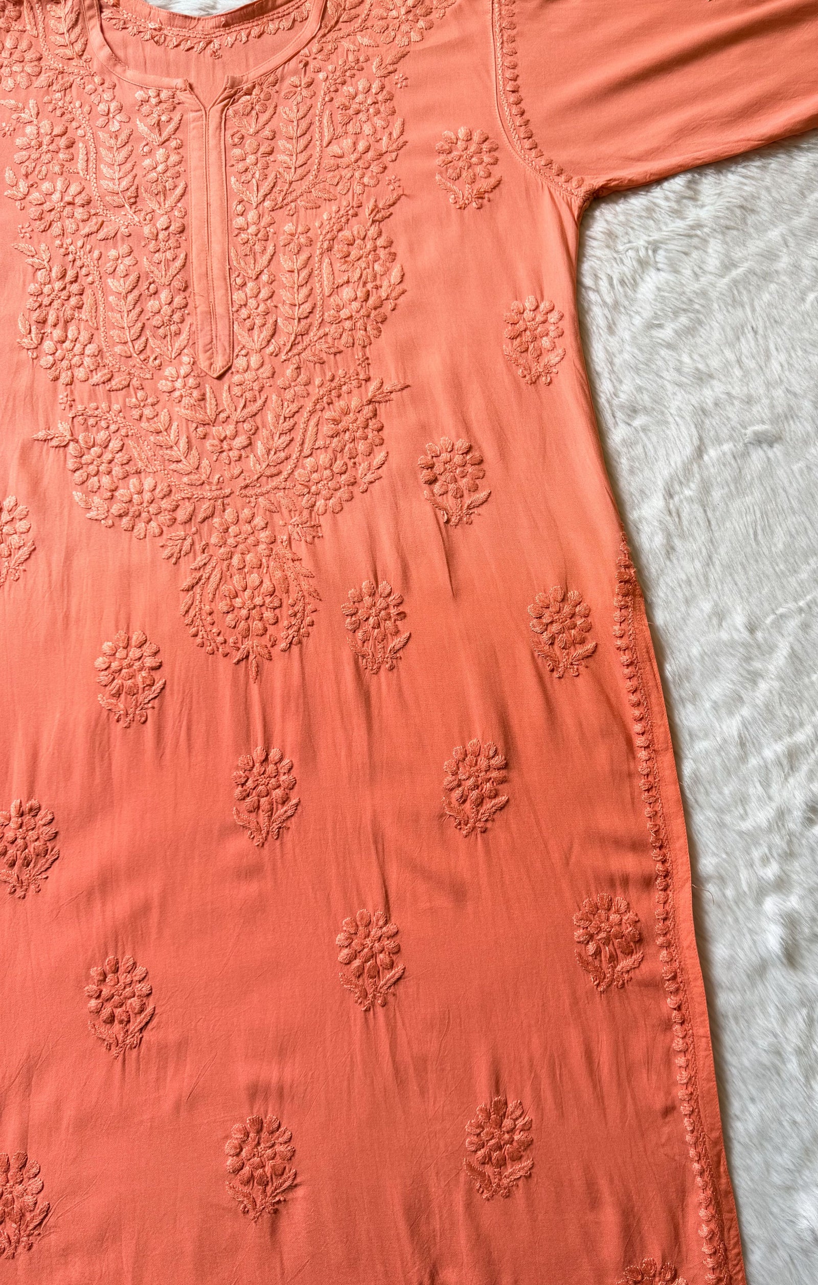 Rida Ombré Peach Plus Size Rayon Kurti