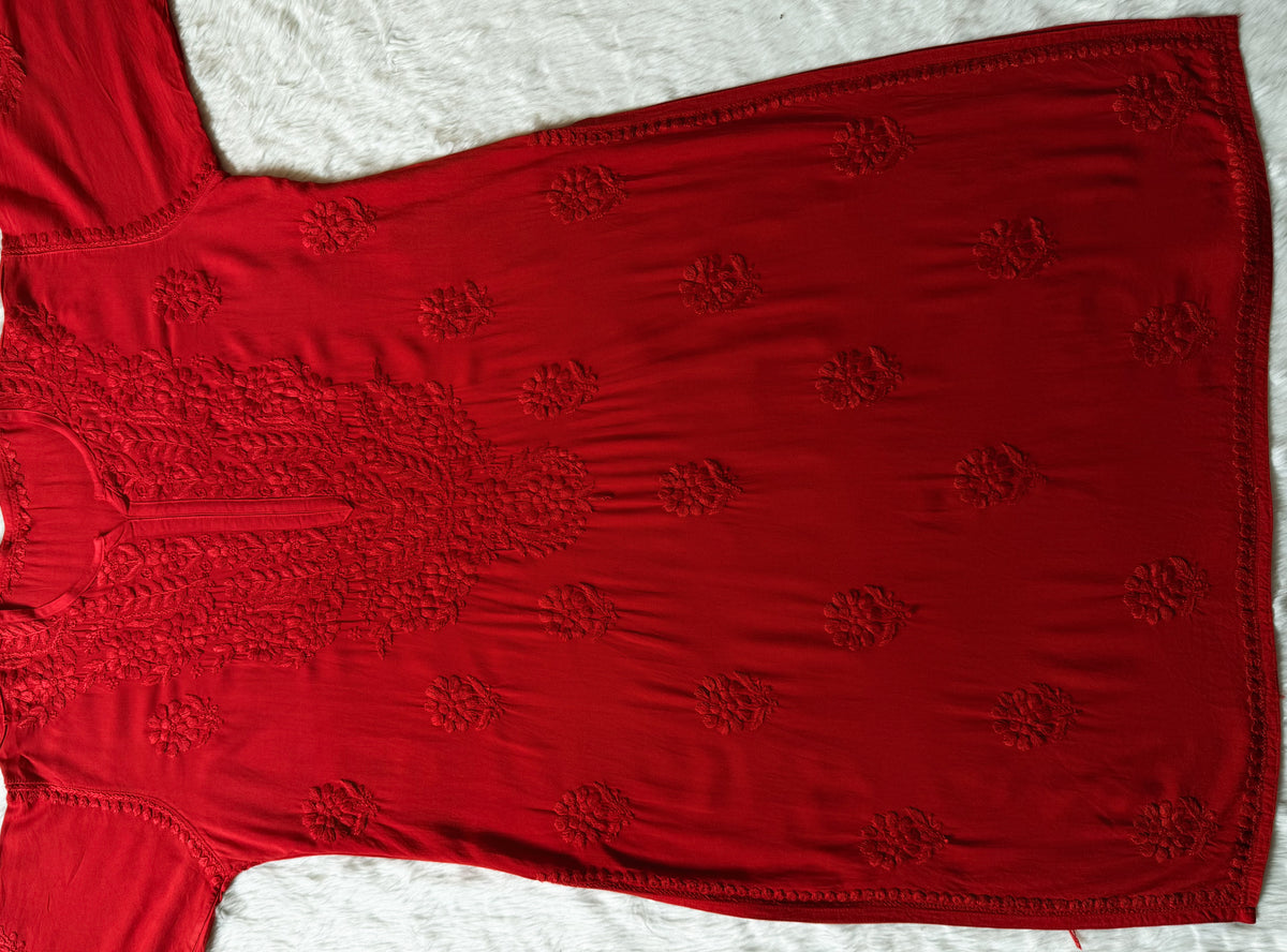 Rida Ombré Red Plus Size Rayon Kurti