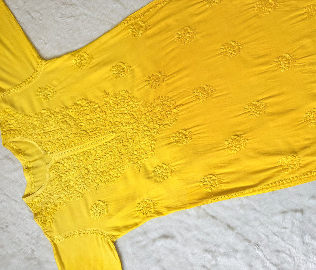 Rida Ombré Yellow Plus Size Rayon Kurti