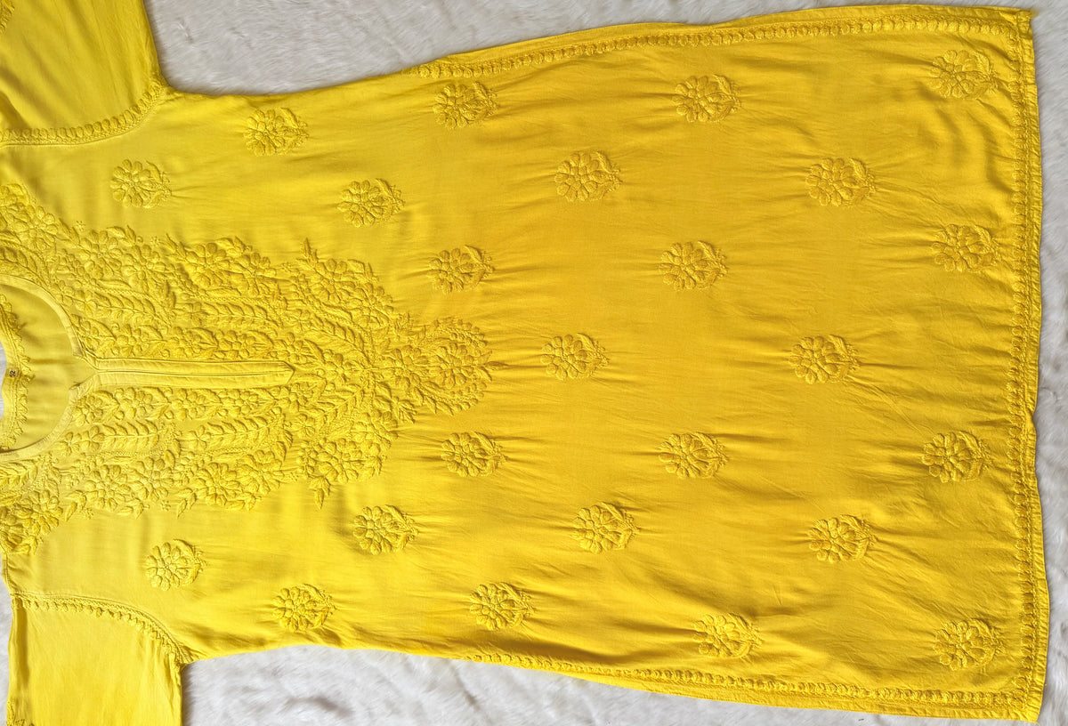 Rida Ombré Yellow Plus Size Rayon Kurti