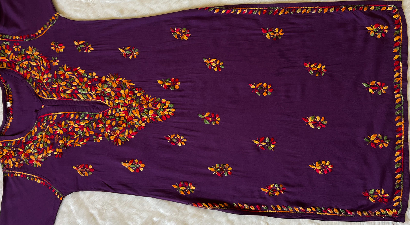 Ruhi Mauve Purple Multi Long Rayon Chikankari Kurta