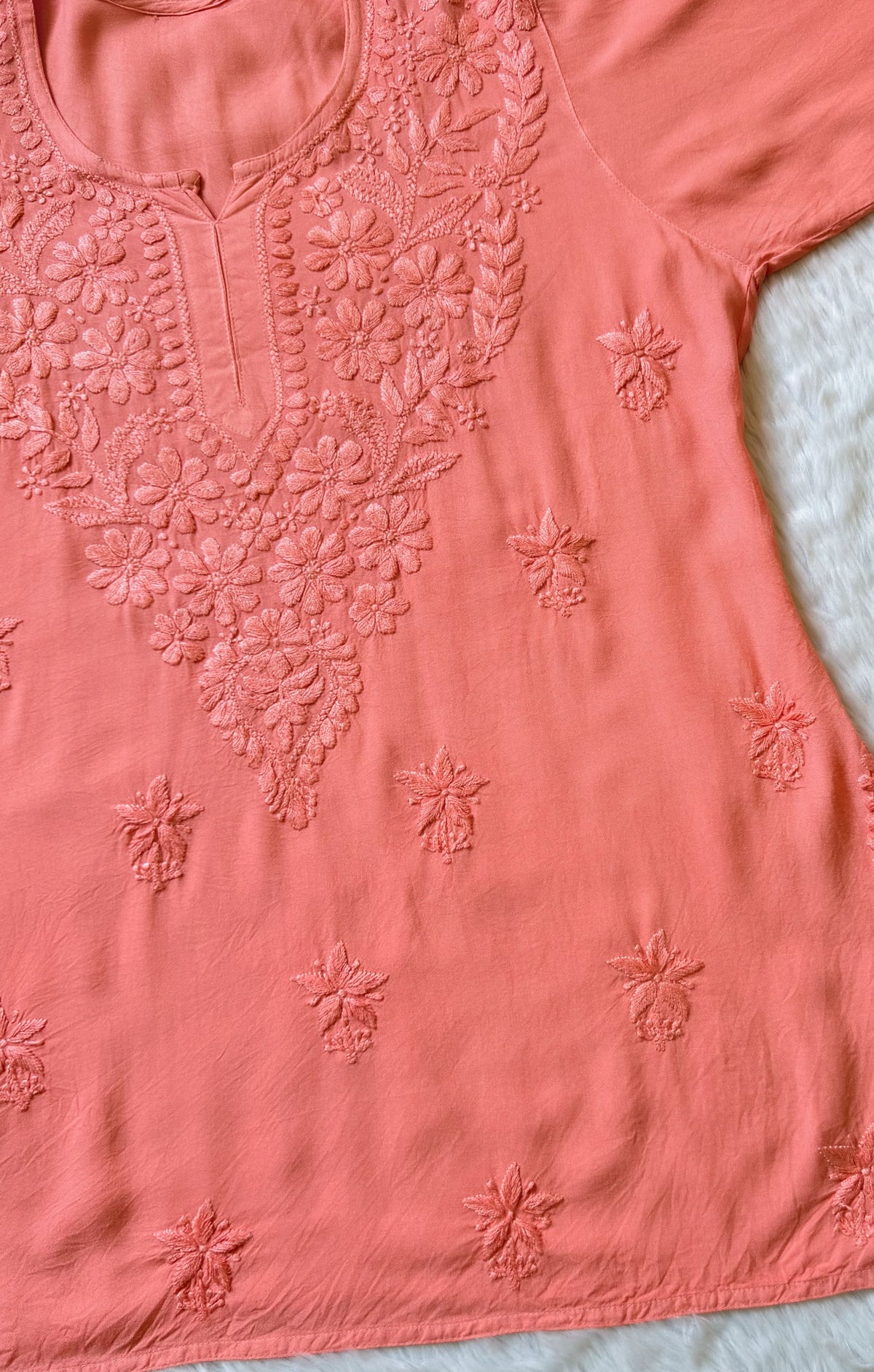 Safa Coral Short Rayon Chikankari Kurti
