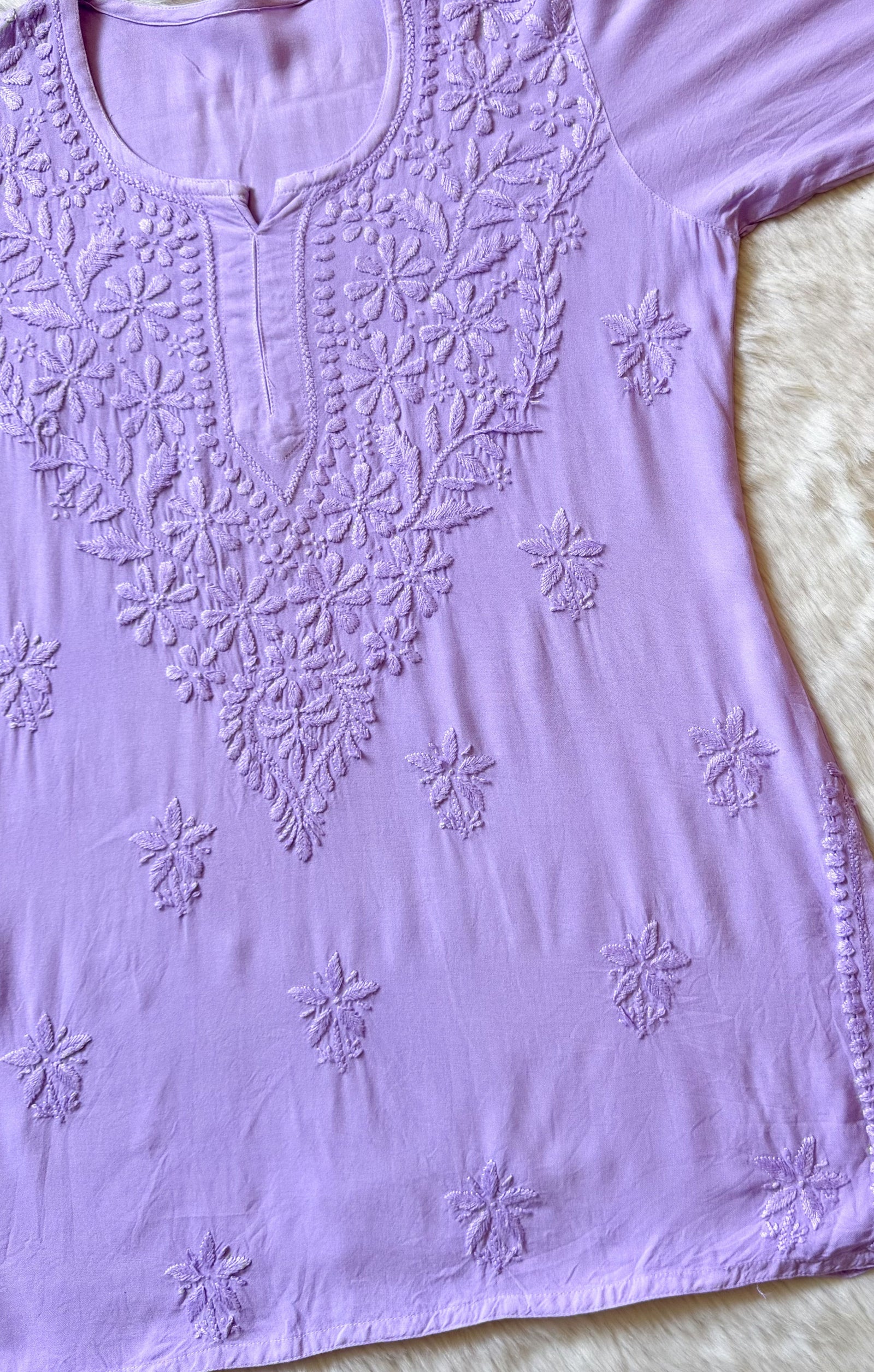 Safa Lavender Short Chikankari Kurti