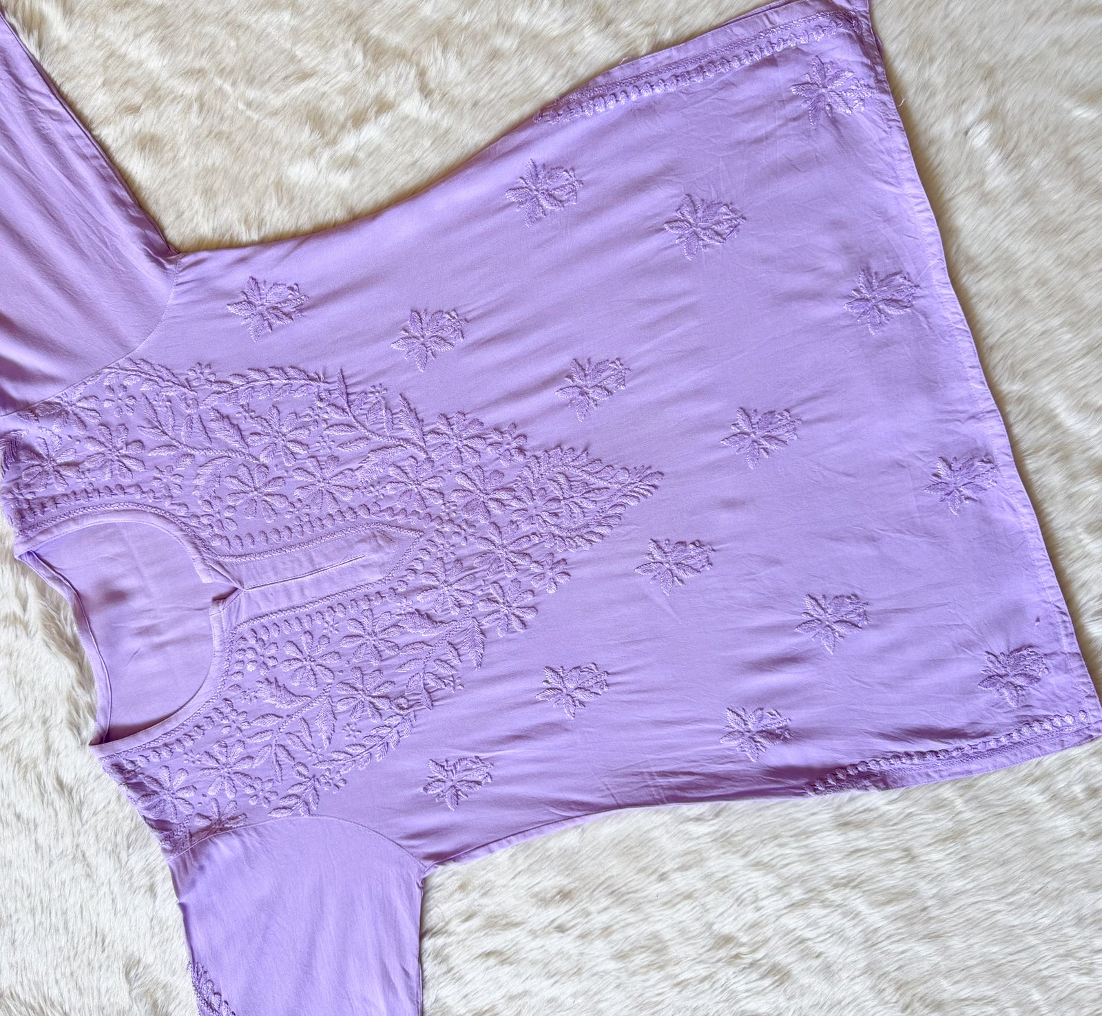 Safa Lavender Short Chikankari Kurti