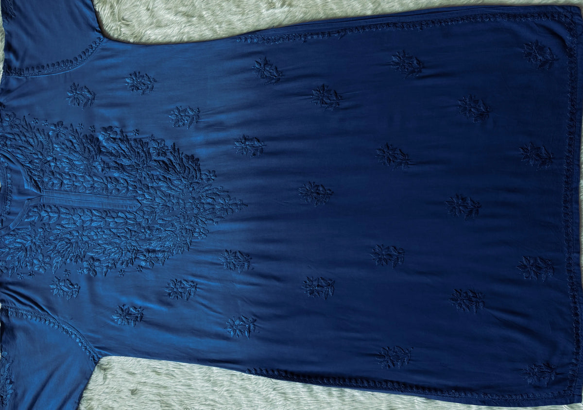 Sana Blue Ombré Plus Size Rayon Chikankari Kurtis